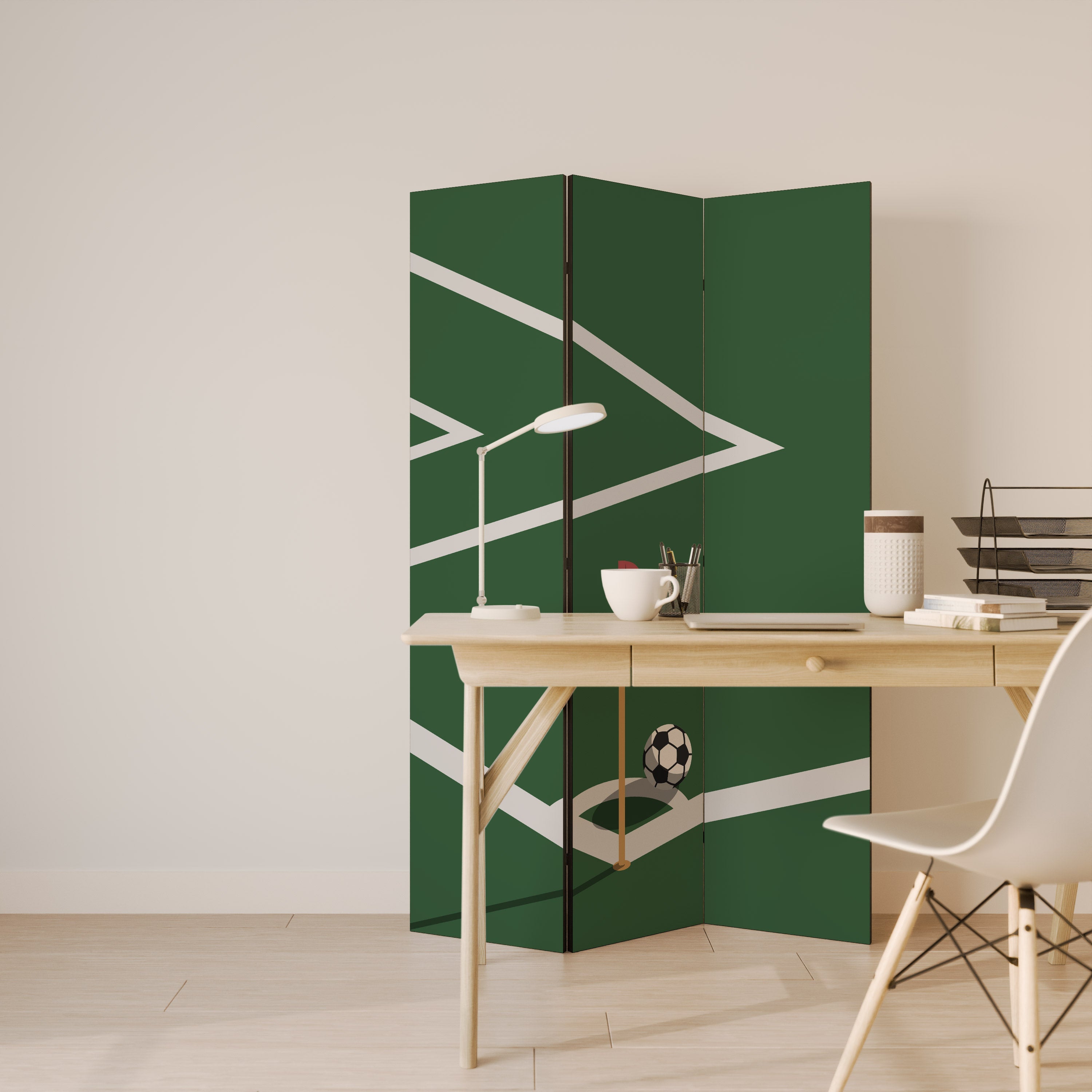 FOOTBALL ACTION Decorative 3-Panel Room Divider
