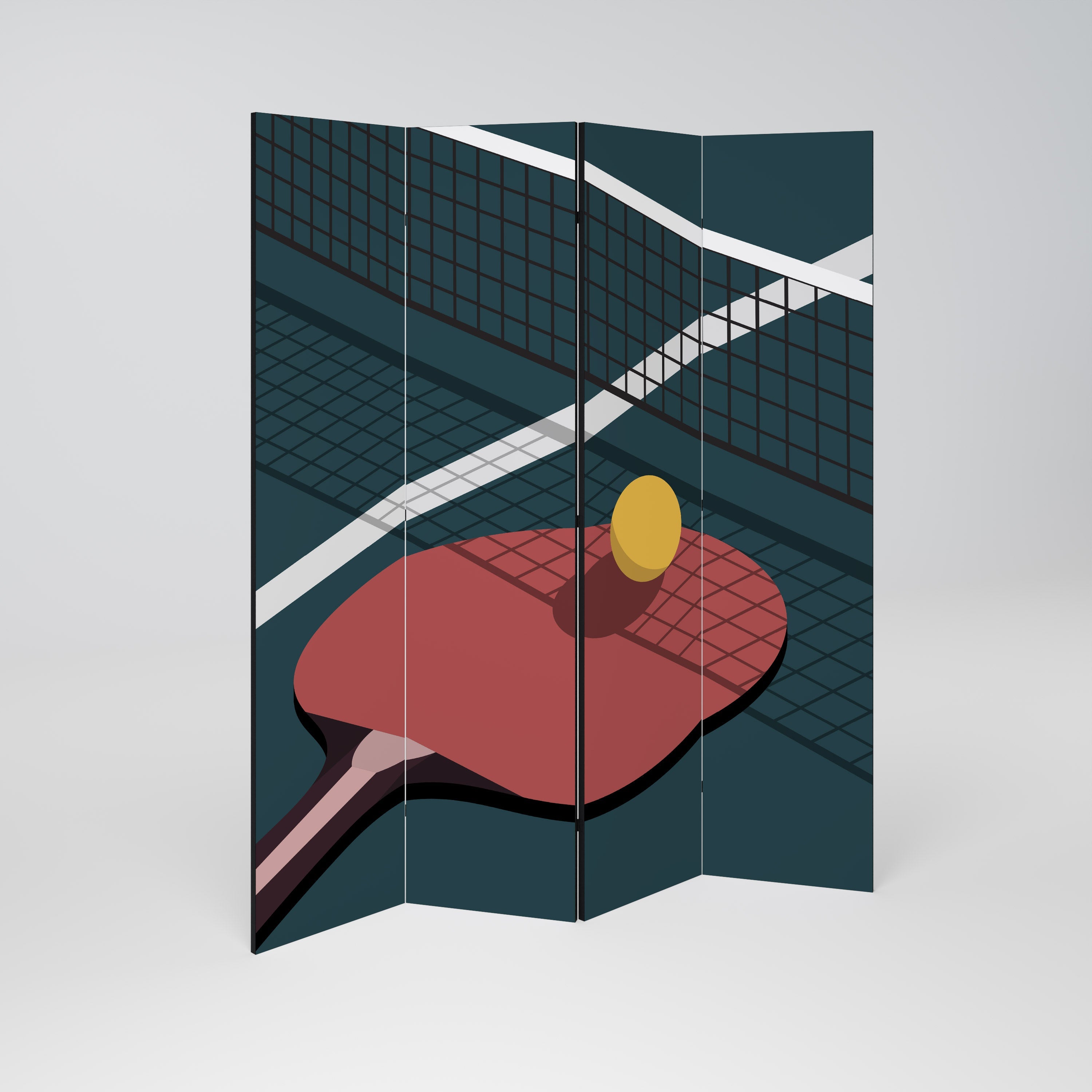PING-PONG-SPIEL Dekorativer 4-teiliger Raumteiler