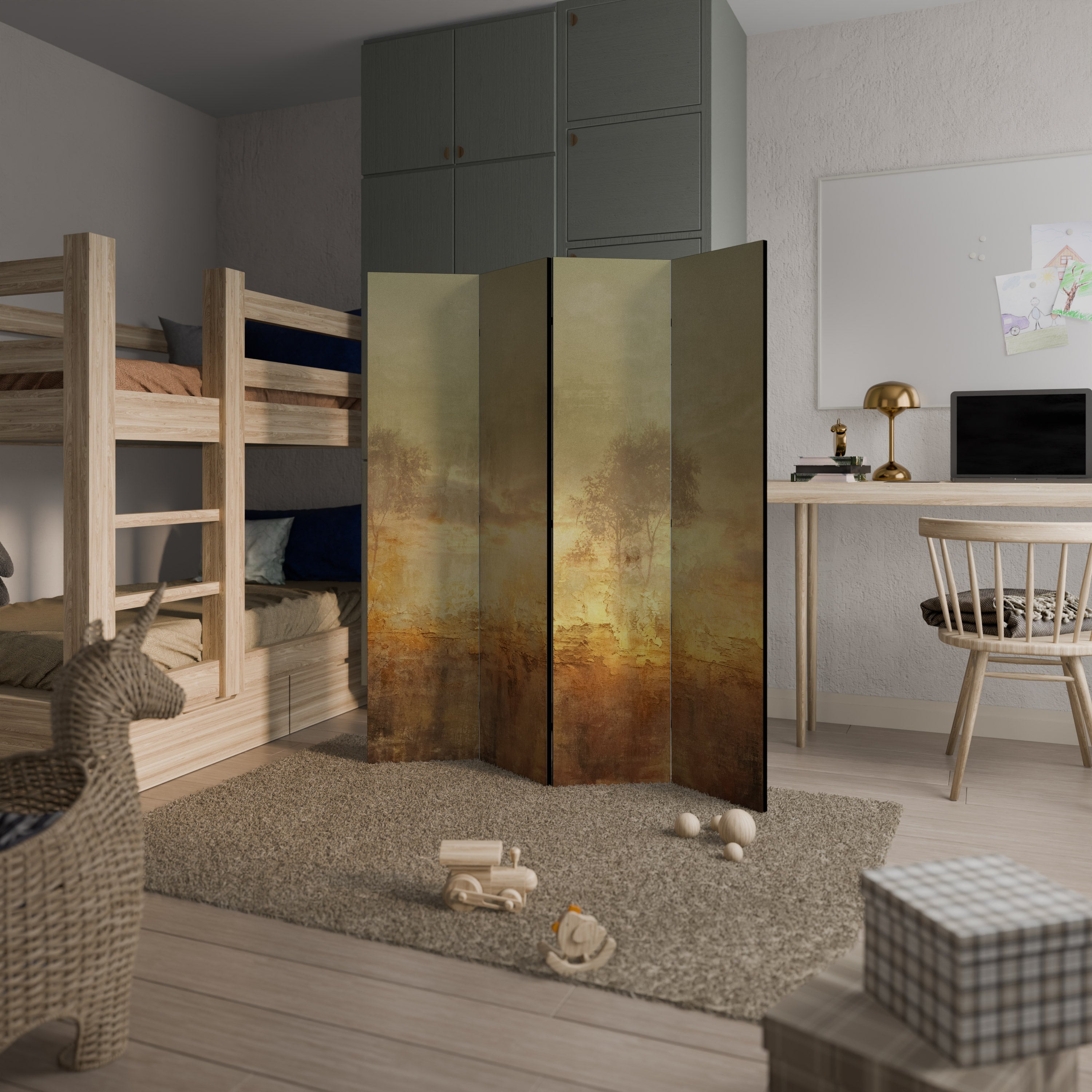 AMBER DREAMSCAPE Dekorativer 4-teiliger Raumteiler