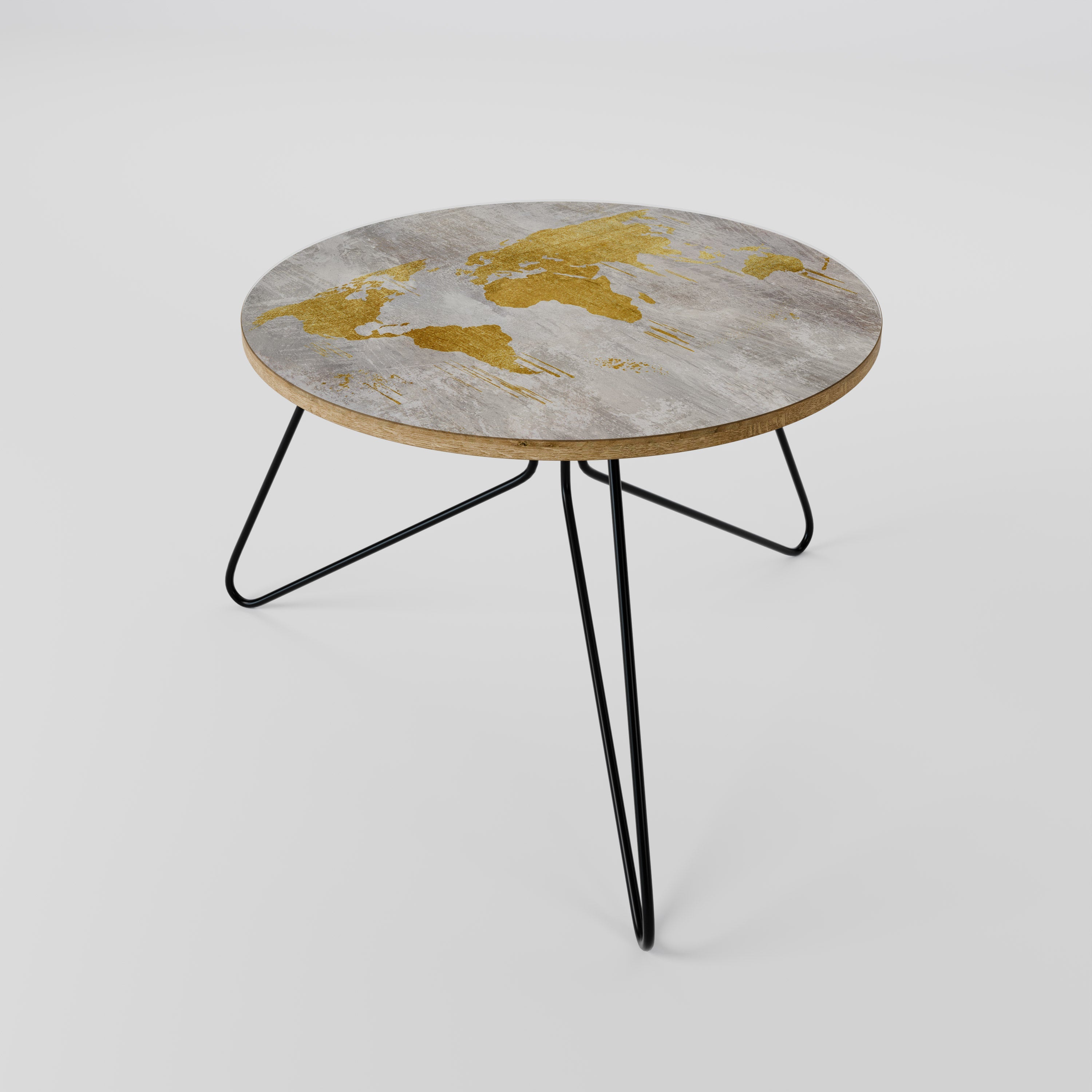 METALLIC WORLDVIEW MAP Couchtisch 60