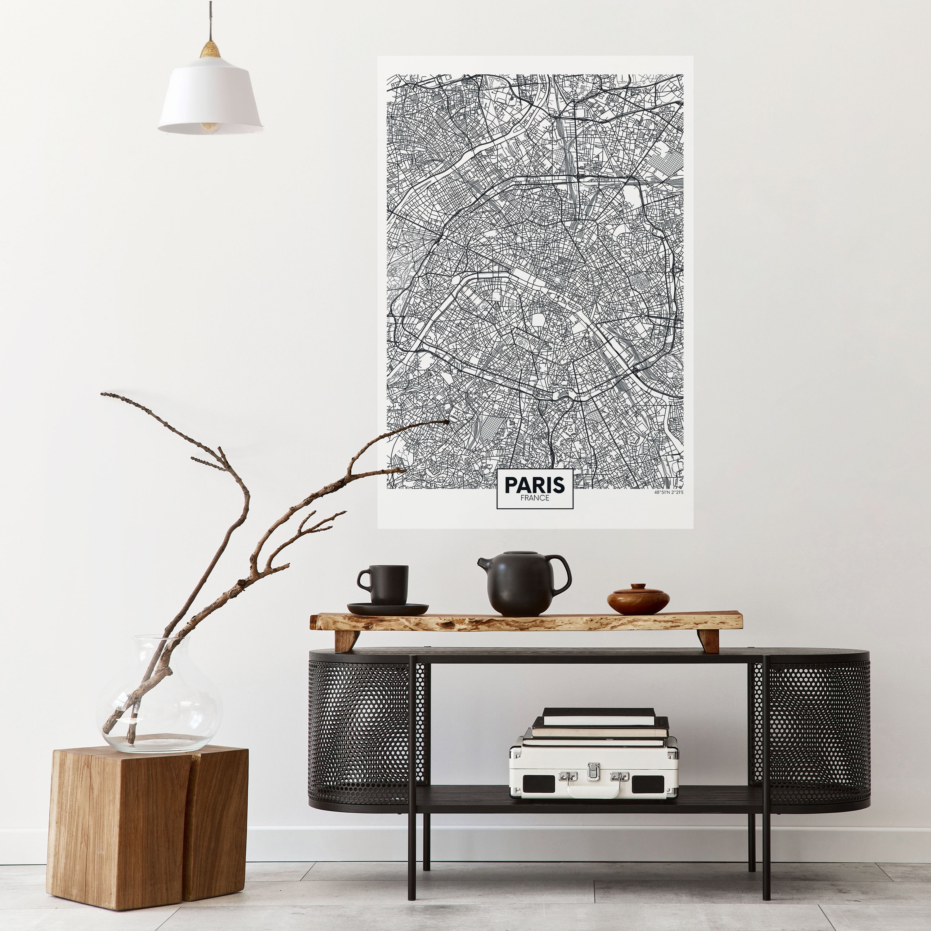 PARIS TOWN PLAN Peel and Stick Vertical Poster