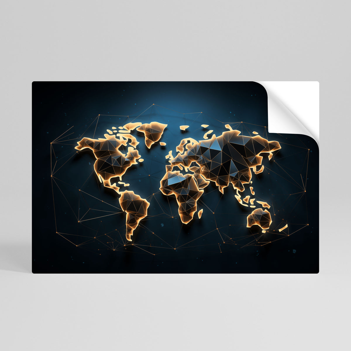 POLYGONAL PLANET Selbstklebendes Horizontal-Poster