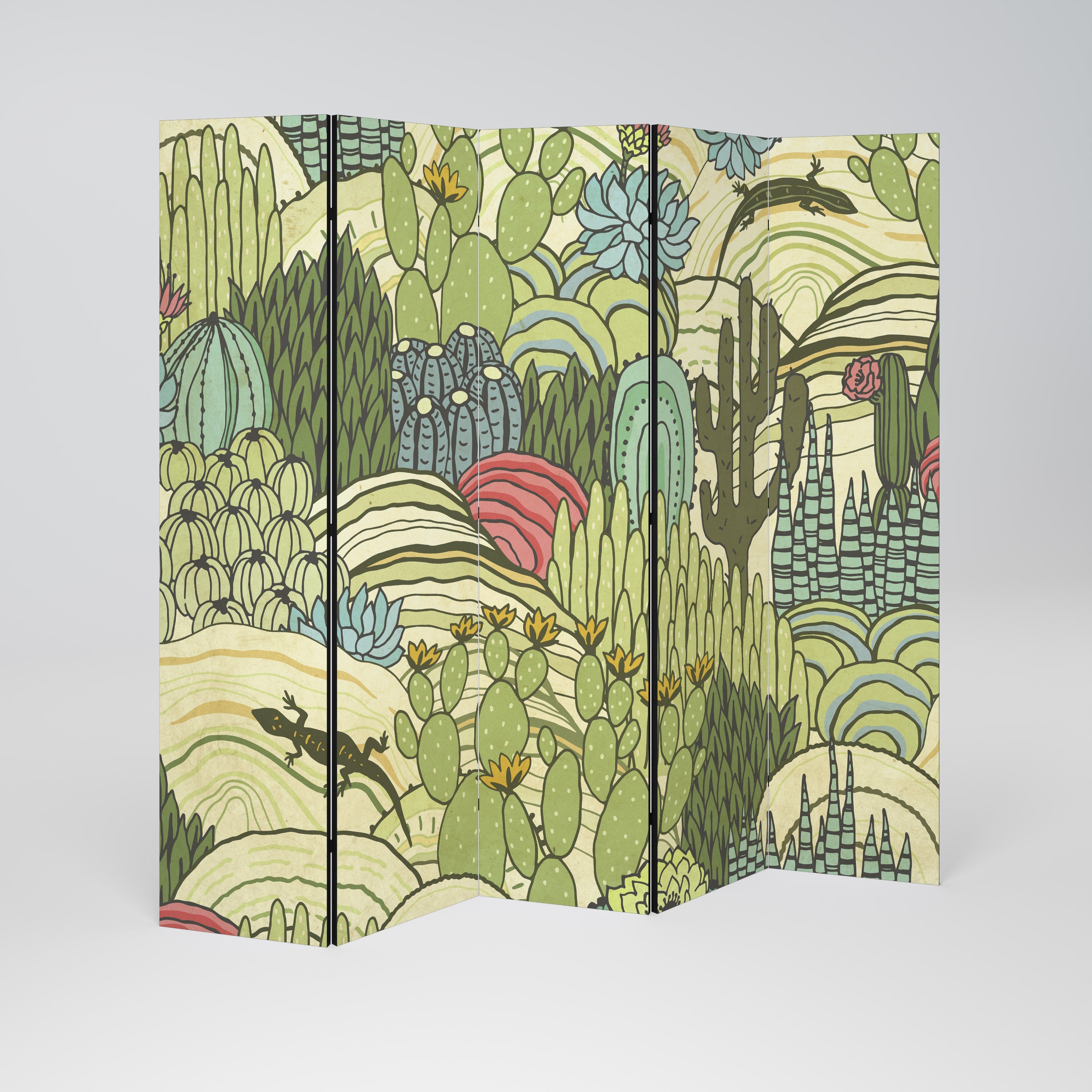 Dekorativer 5-teiliger Raumteiler SUCCULENTS KALEIDOSKOP