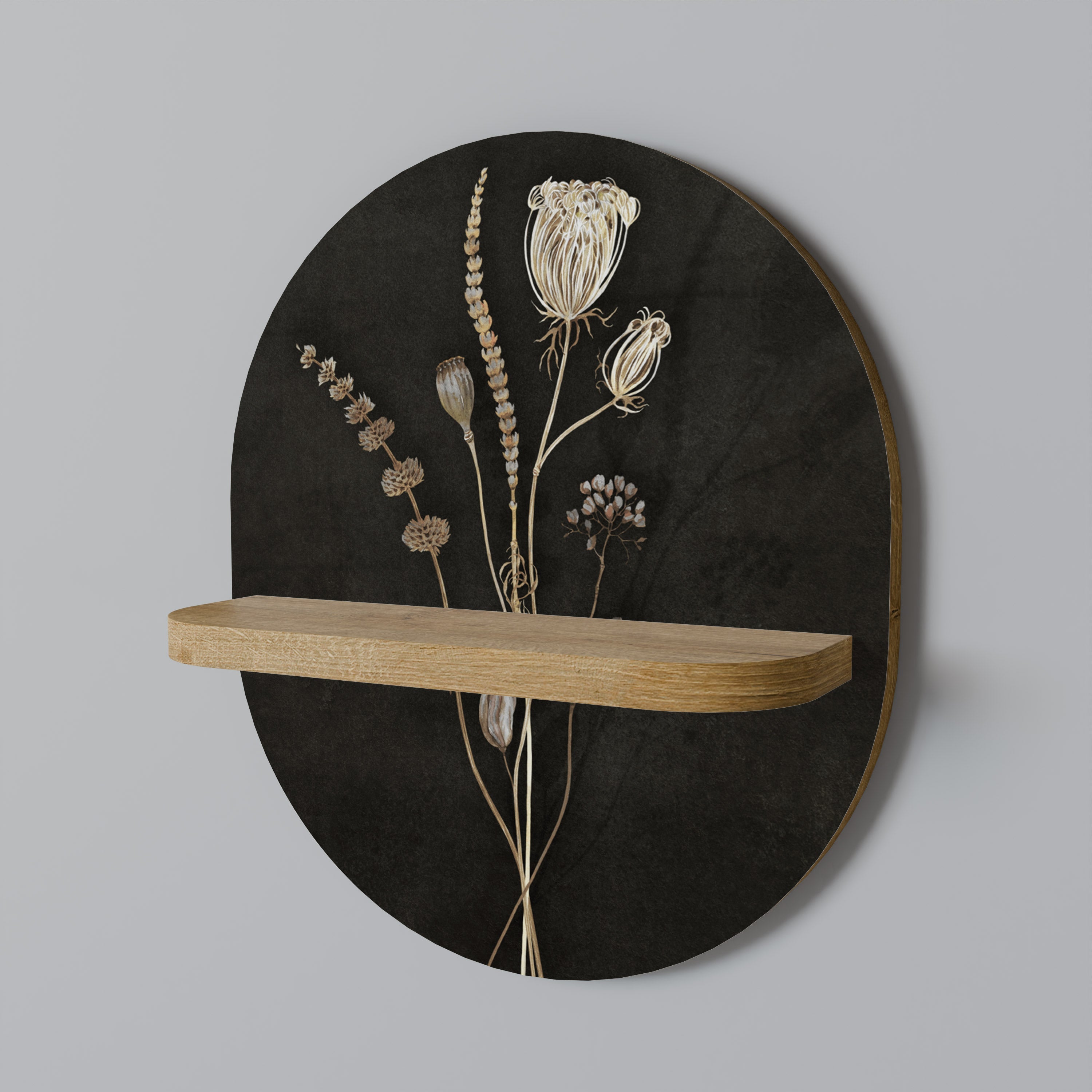 MEADOW ART. Ovales Kunstregal in Eichenoptik