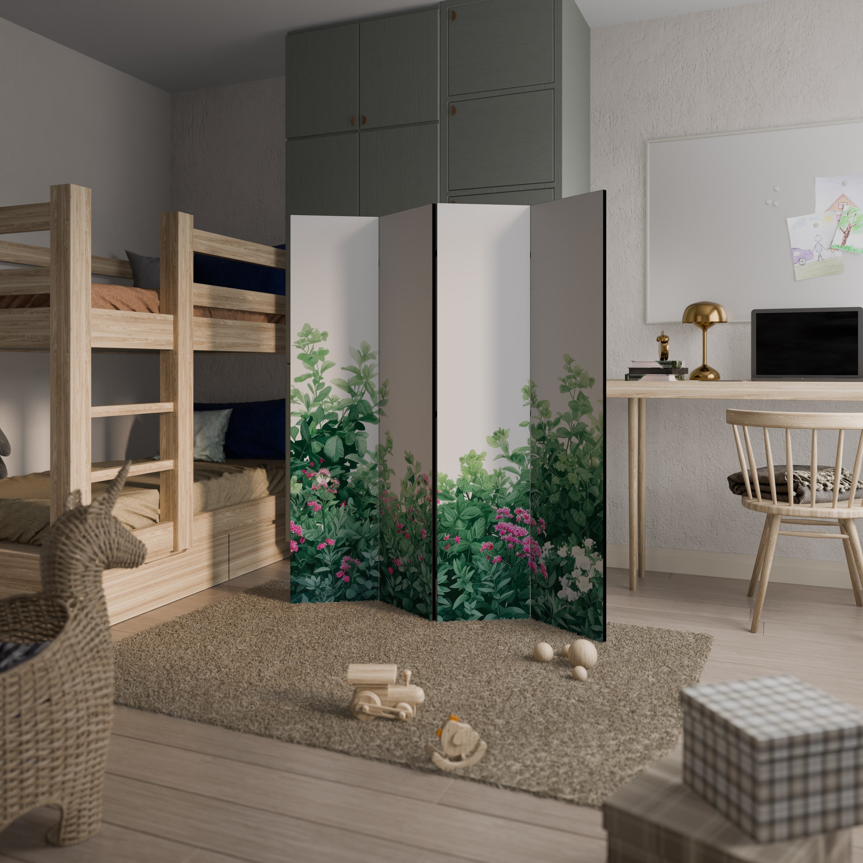 FLORAL SERENITY BARRIER Dekorativer 4-teiliger Raumteiler