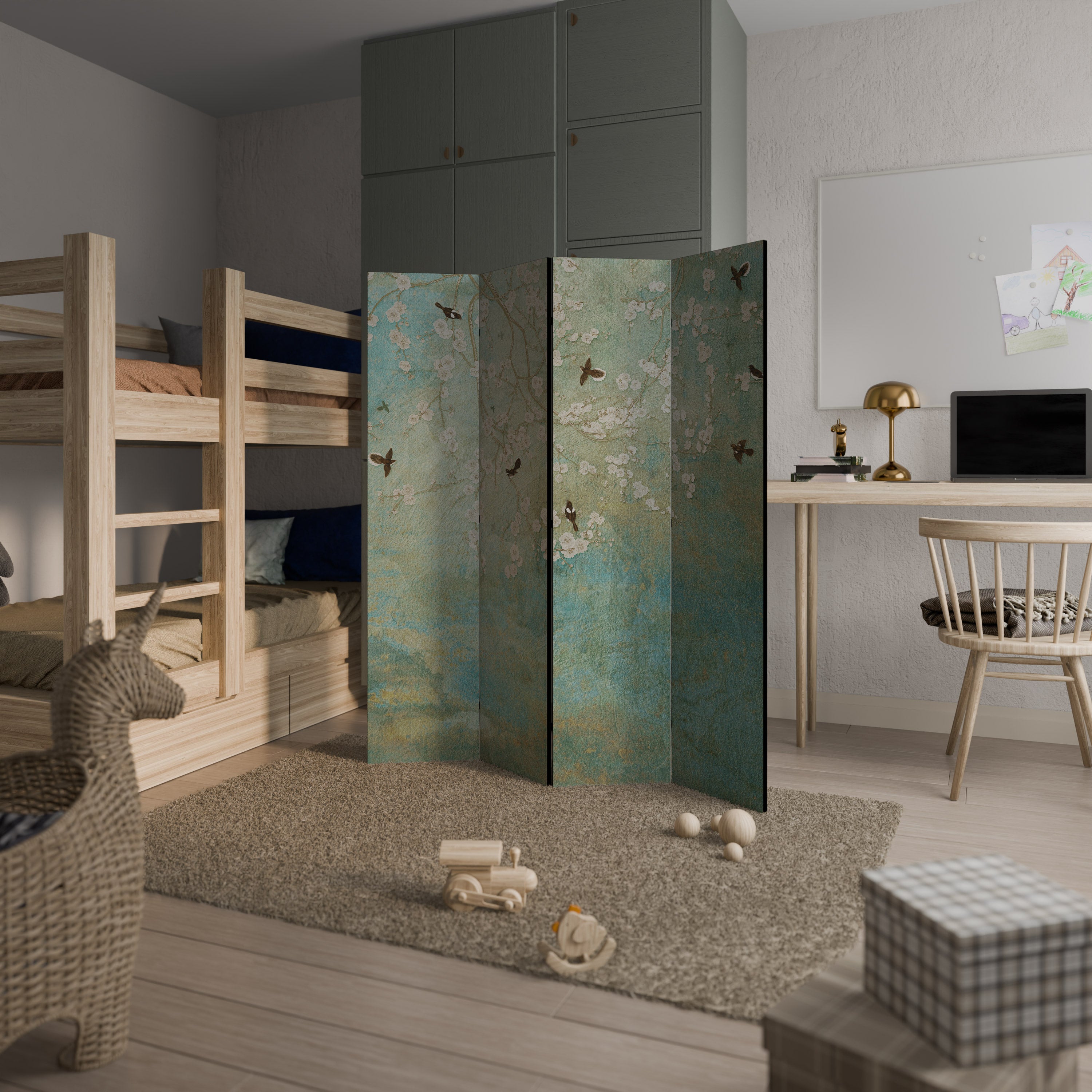 BLOOMING CHARM Dekorativer 4-teiliger Raumteiler