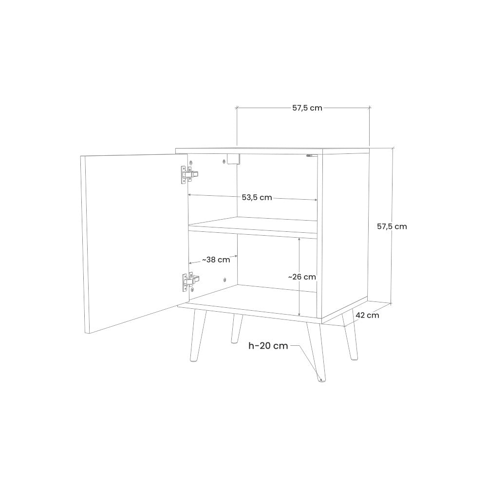 DAWN BLOOM Sideboard mit 1 Tür in Grau
