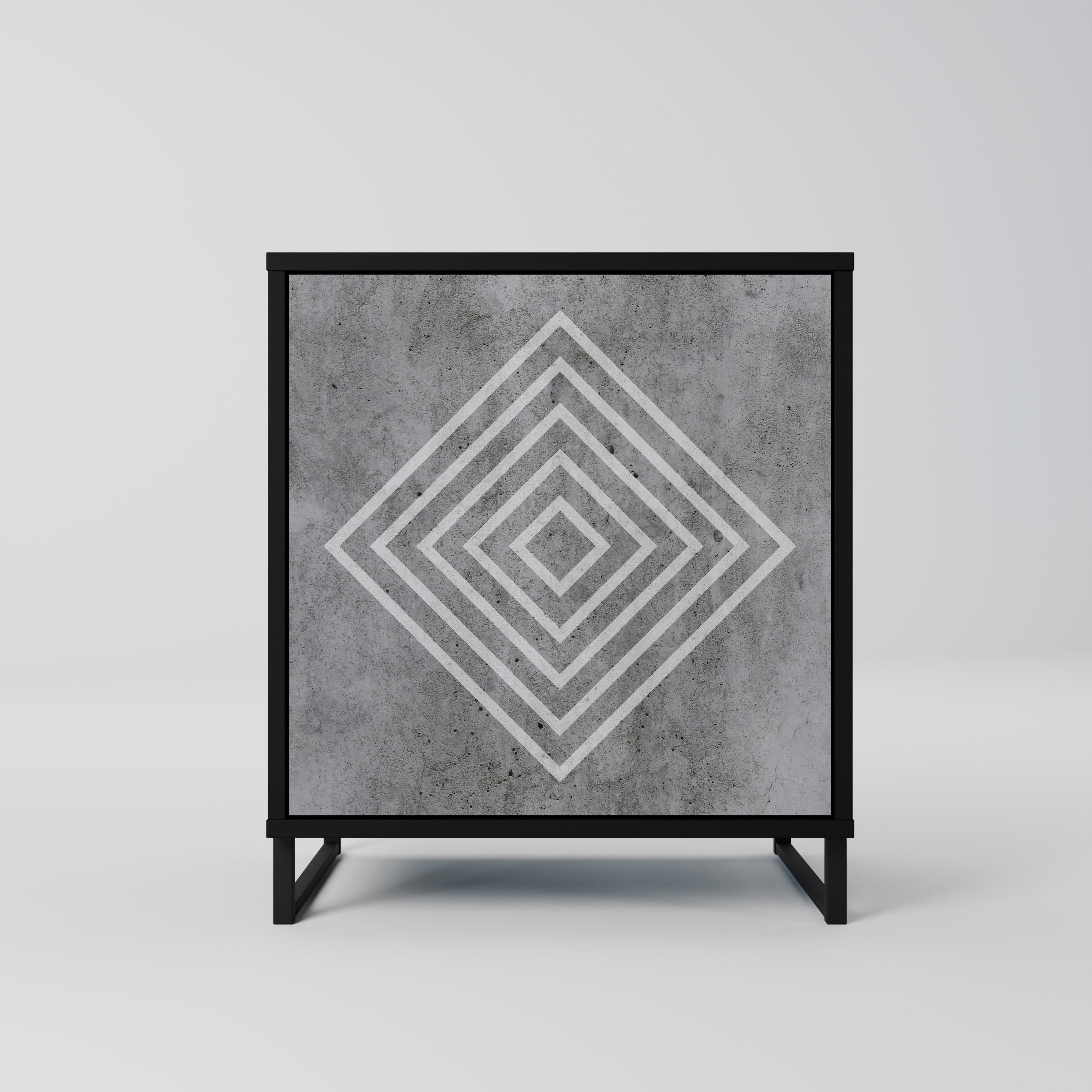 POLYGONAL ARTISTRY 1-Door Sideboard in Black Finish