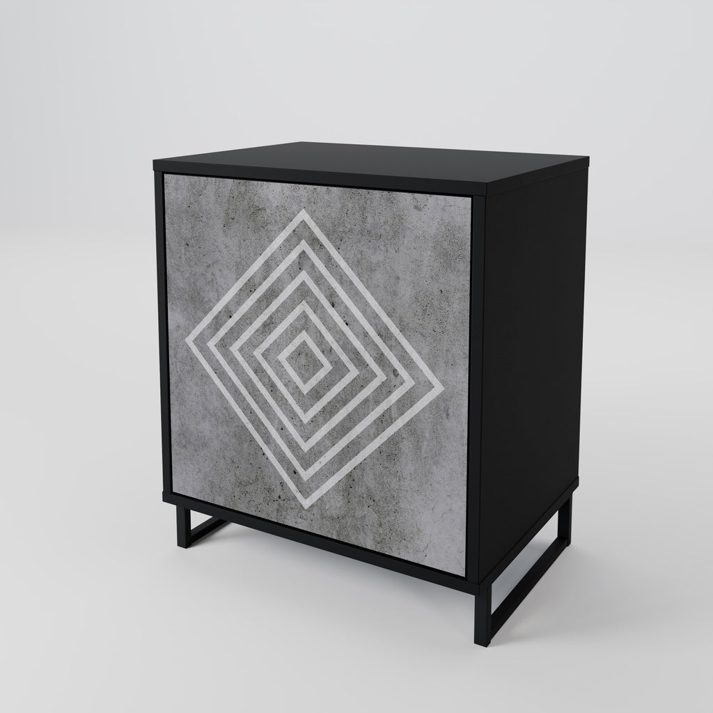 POLYGONAL ARTISTRY 1-Door Sideboard in Black Finish