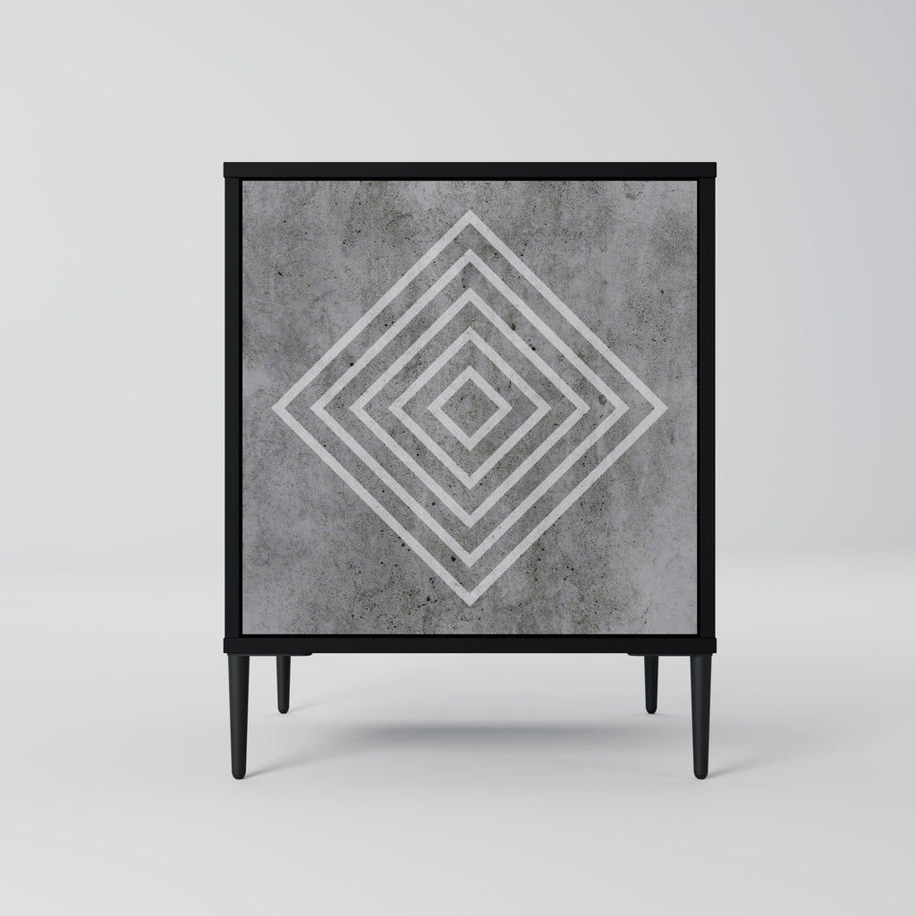 POLYGONAL ARTISTRY 1-Door Sideboard in Black Finish