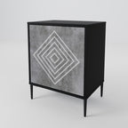 POLYGONAL ARTISTRY 1-Door Sideboard in Black Finish