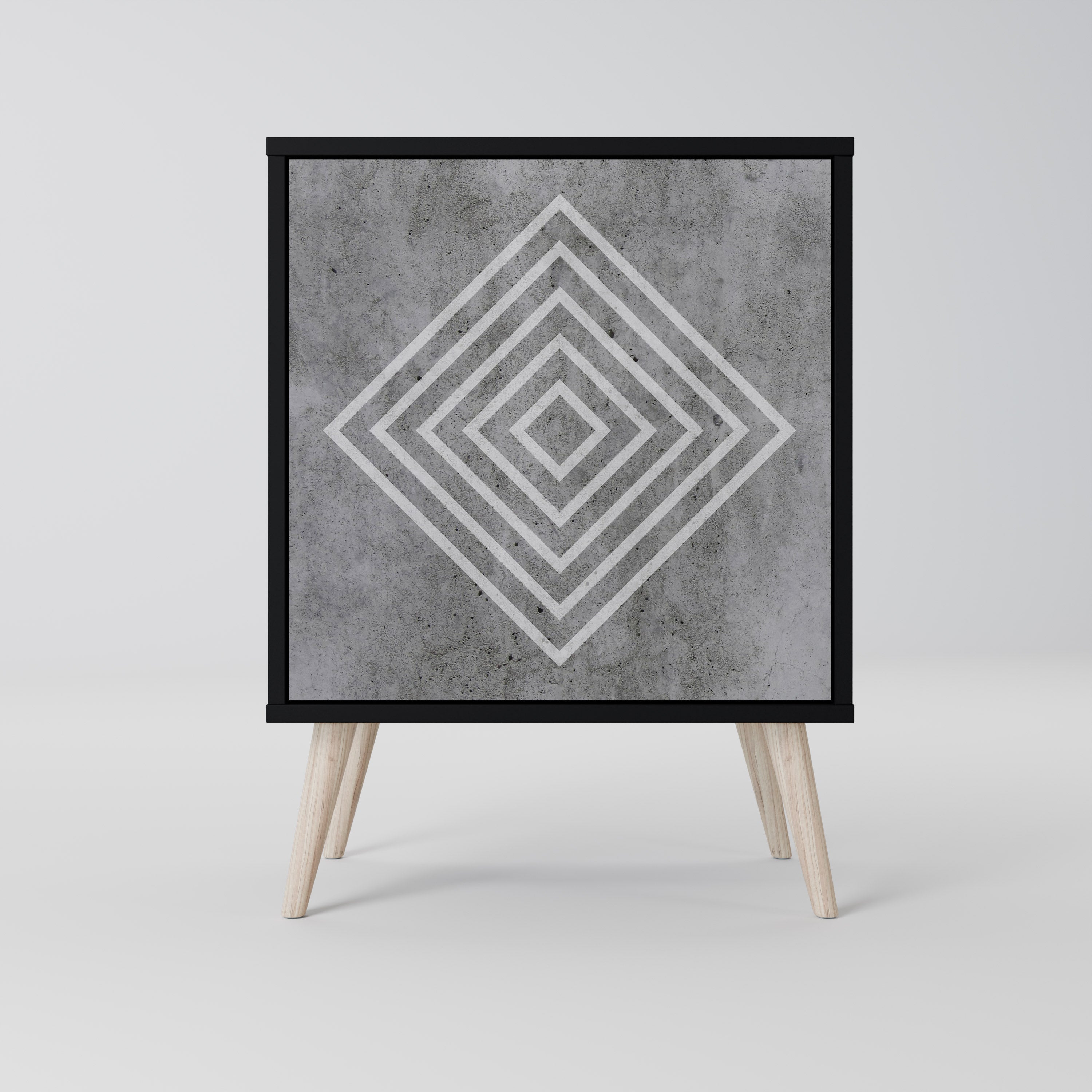 POLYGONAL ARTISTRY 1-Door Sideboard in Black Finish