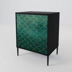 TESSELATED GREENERY 1-Door Sideboard in Black Finish