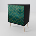 TESSELATED GREENERY 1-Door Sideboard in Black Finish