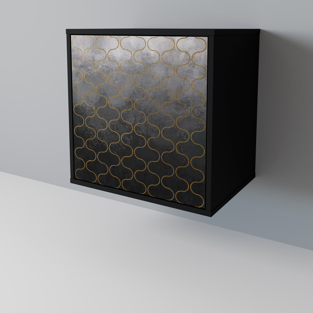 TESSELATED GRAYISH 1-Door Sideboard in Black Finish