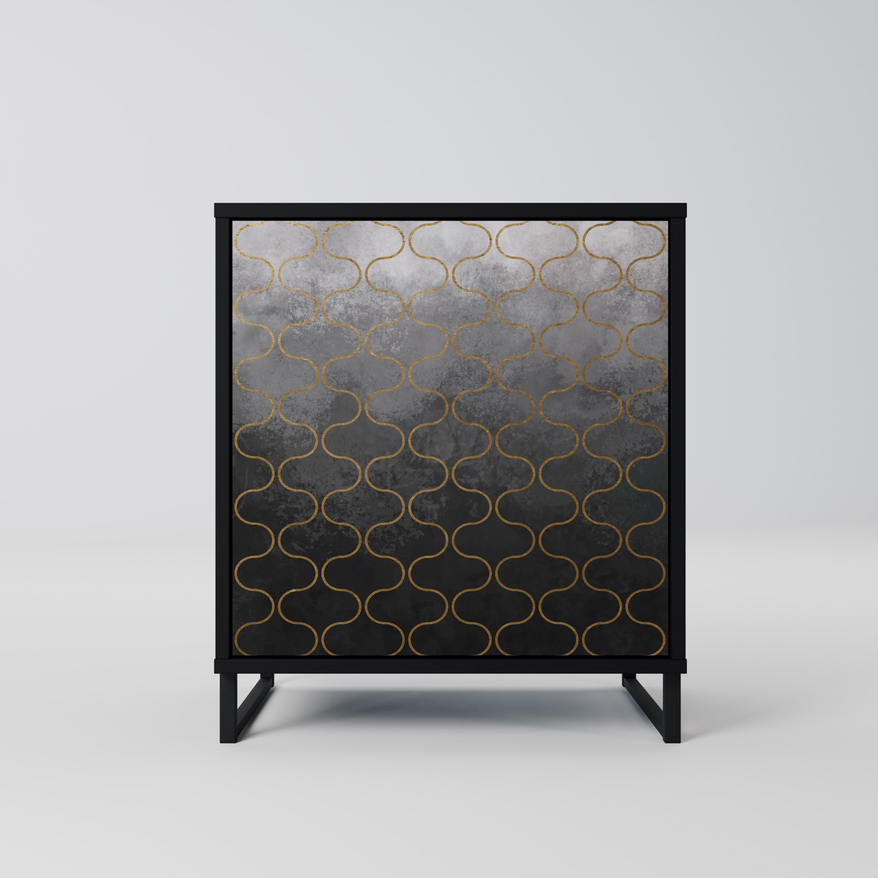 TESSELATED GRAYISH 1-Door Sideboard in Black Finish