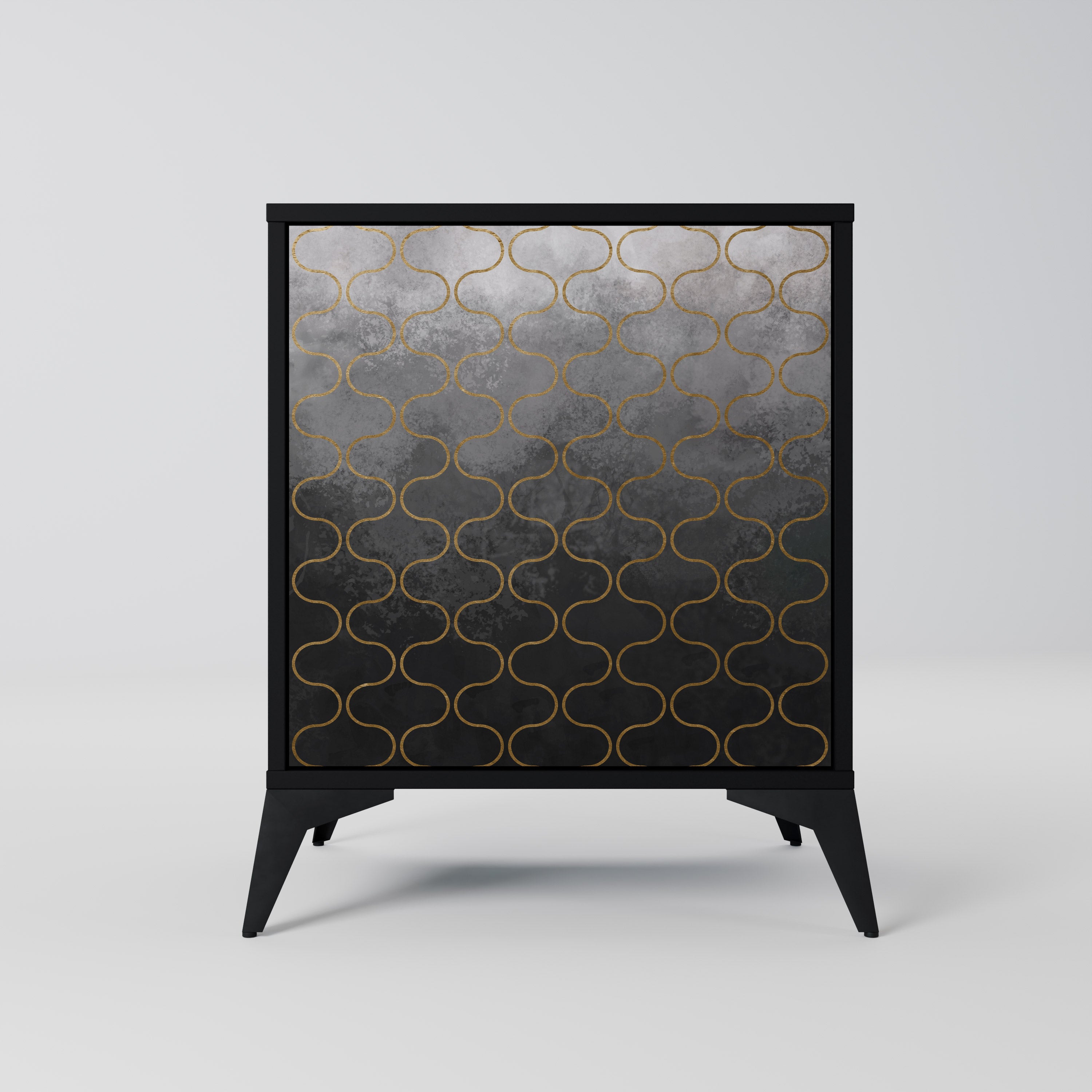 TESSELATED GRAYISH 1-Door Sideboard in Black Finish