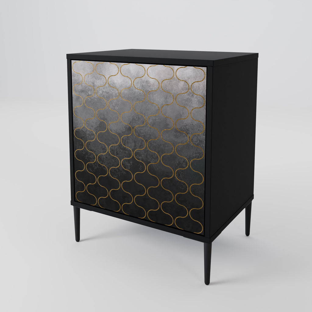 TESSELATED GRAYISH 1-Door Sideboard in Black Finish