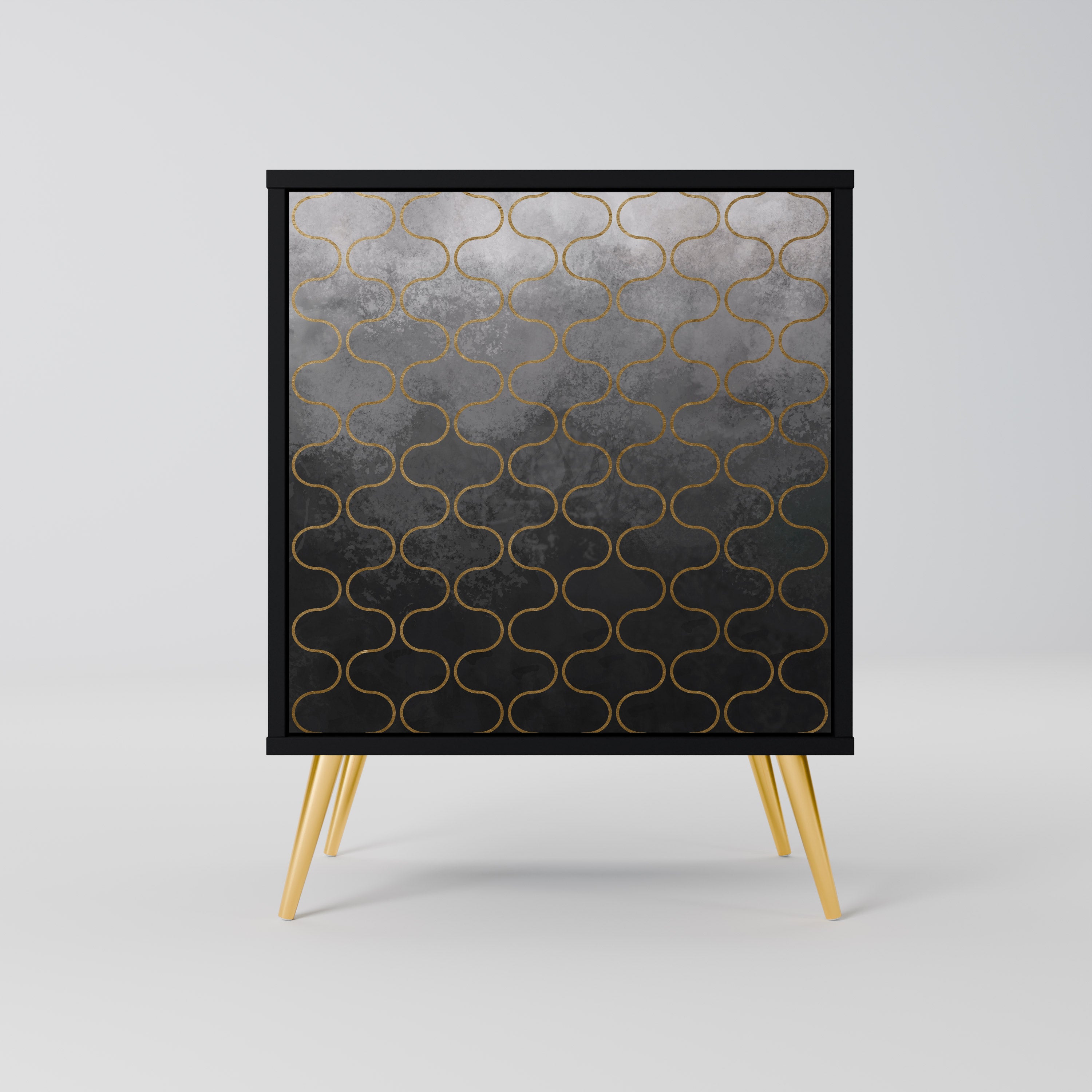 TESSELATED GRAYISH 1-Door Sideboard in Black Finish