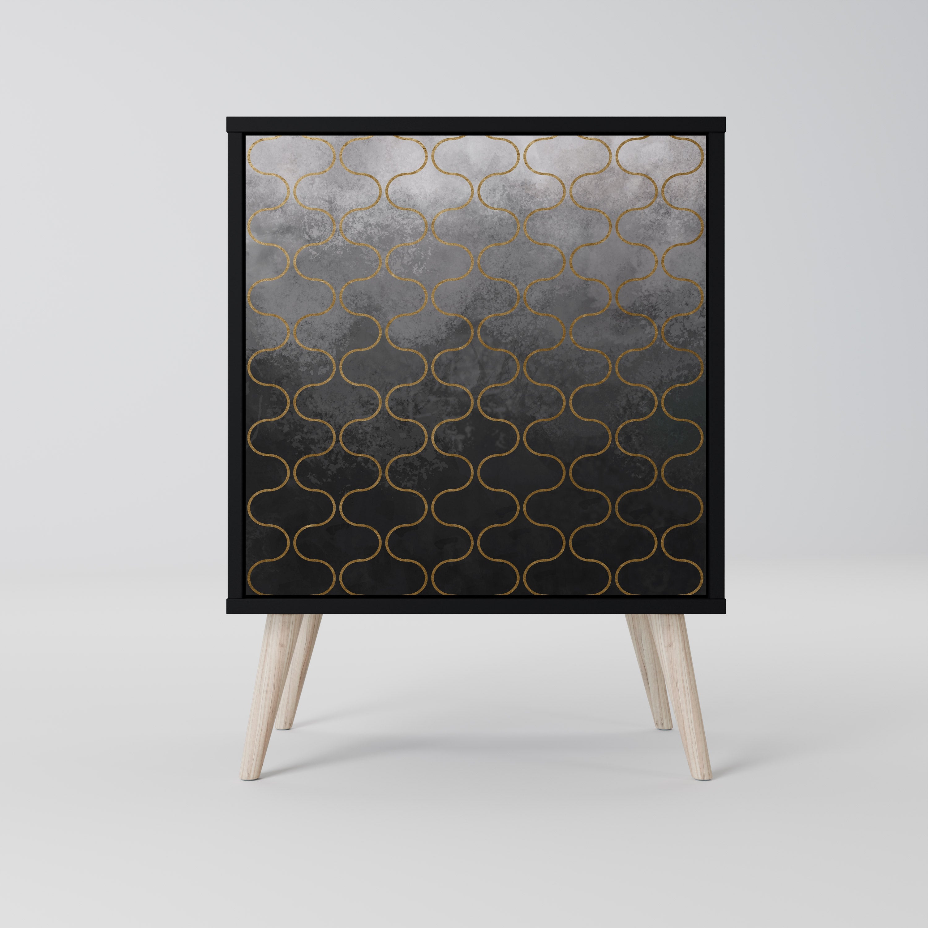 TESSELATED GRAYISH 1-Door Sideboard in Black Finish