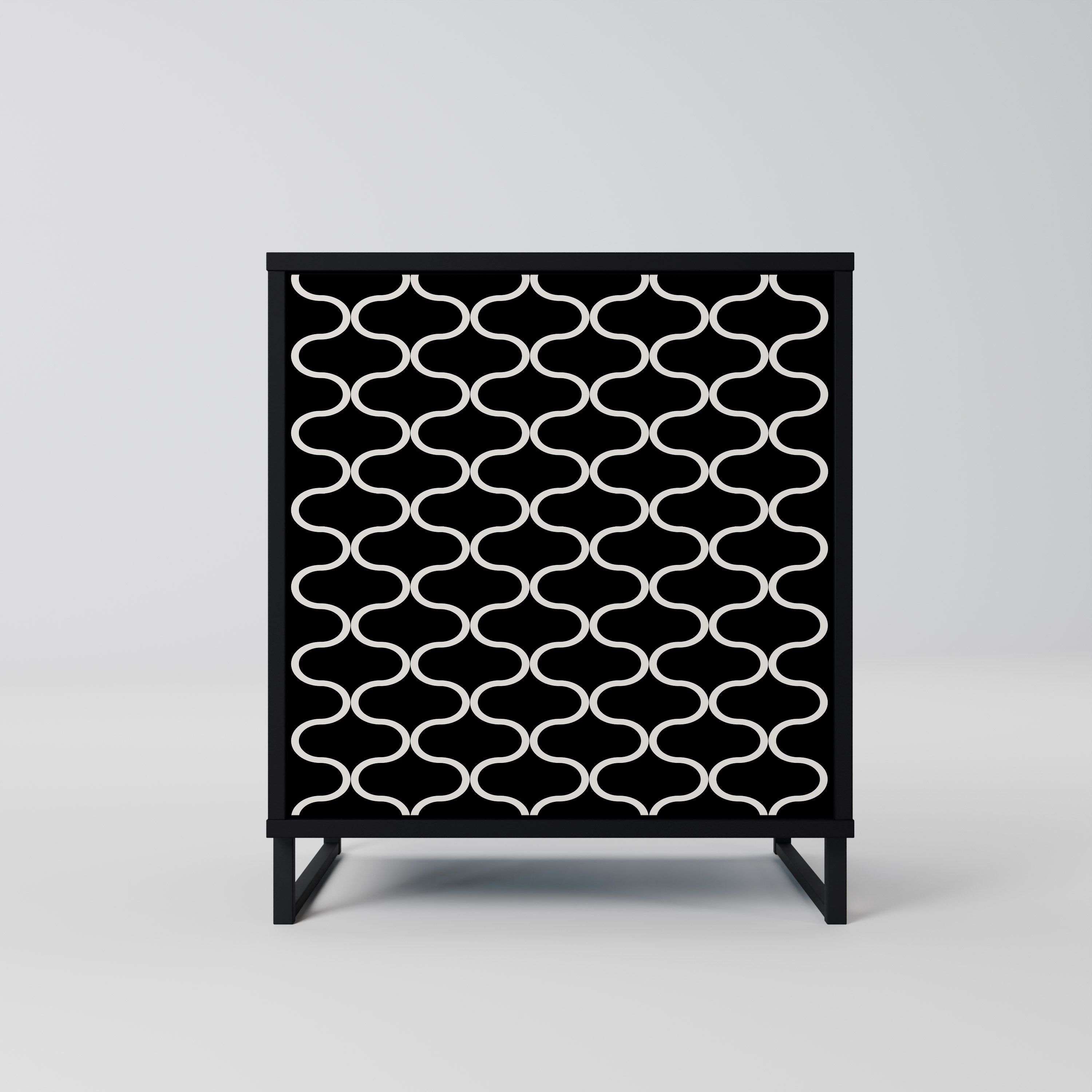 TESSELATED BLACKNESS 1-Door Sideboard in Black Finish