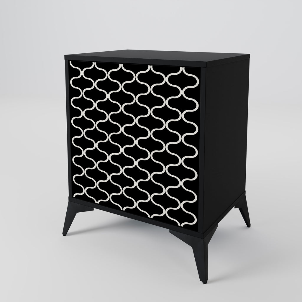 TESSELATED BLACKNESS 1-Door Sideboard in Black Finish