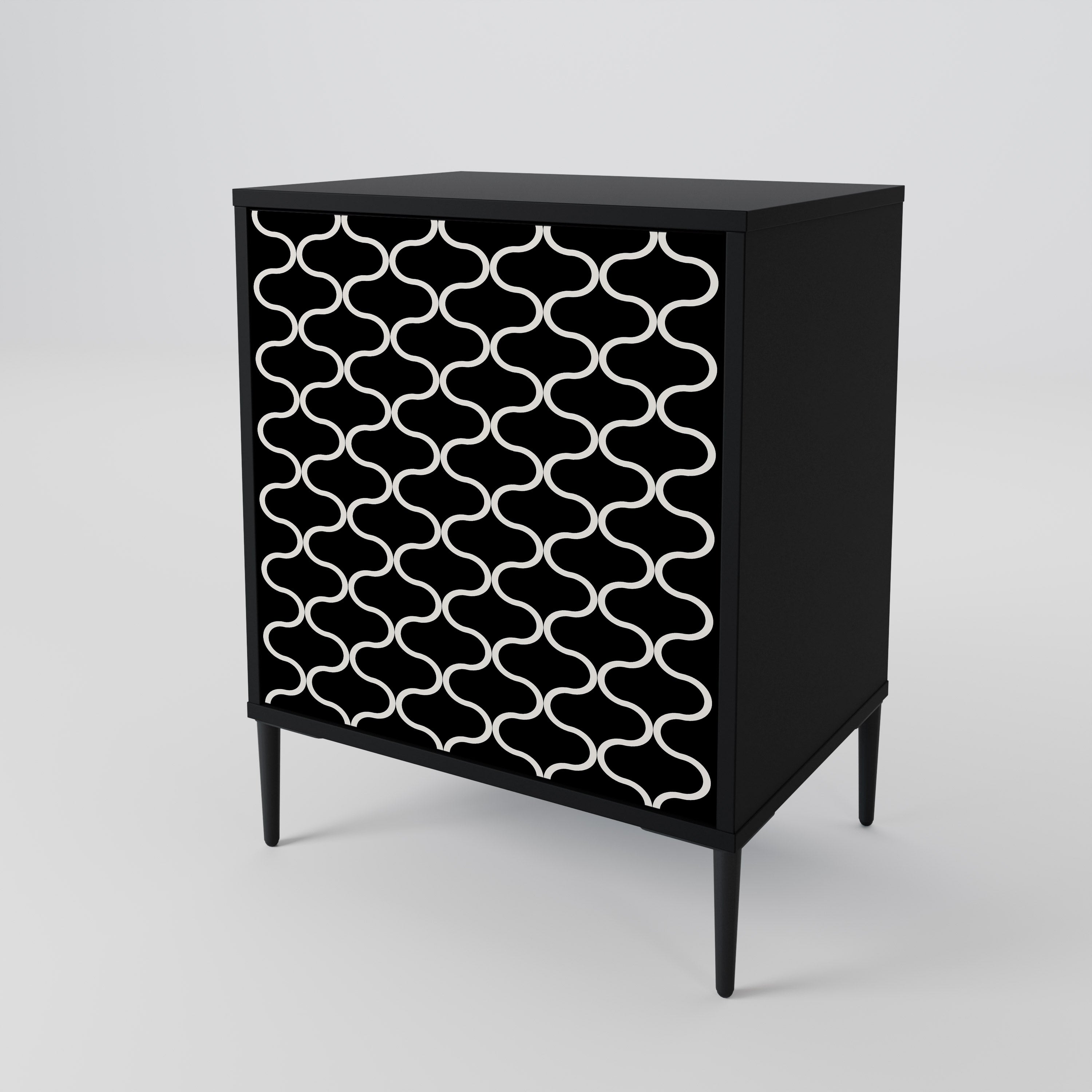 TESSELATED BLACKNESS 1-Door Sideboard in Black Finish