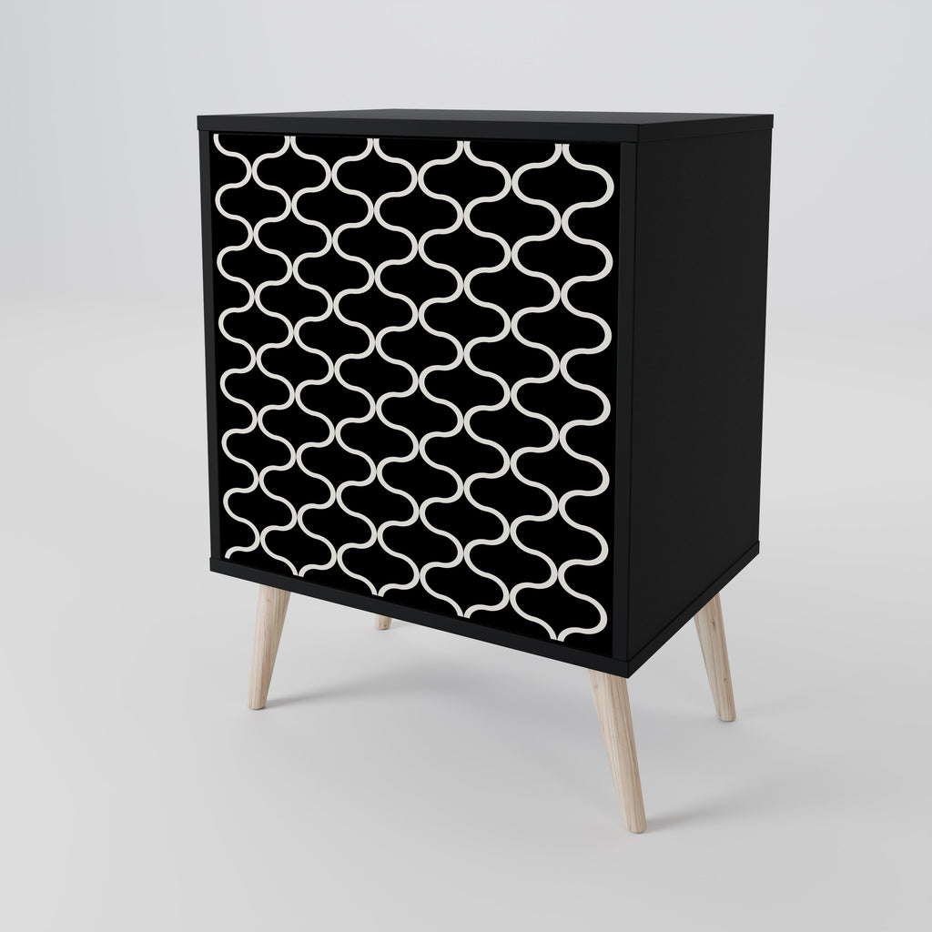 TESSELATED BLACKNESS 1-Door Sideboard in Black Finish