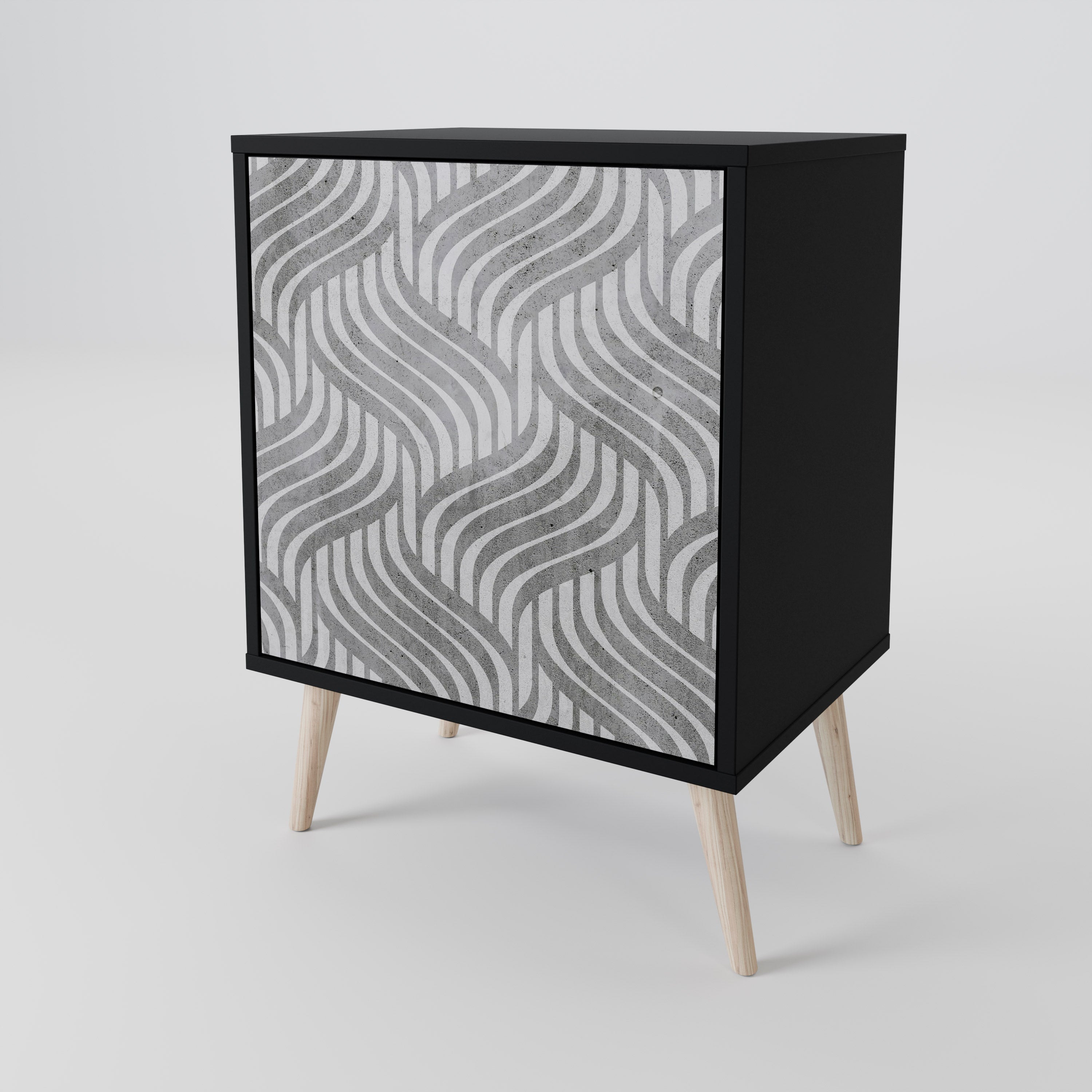 CONCRETE MOVEMENT 1-Door Sideboard in Black Finish