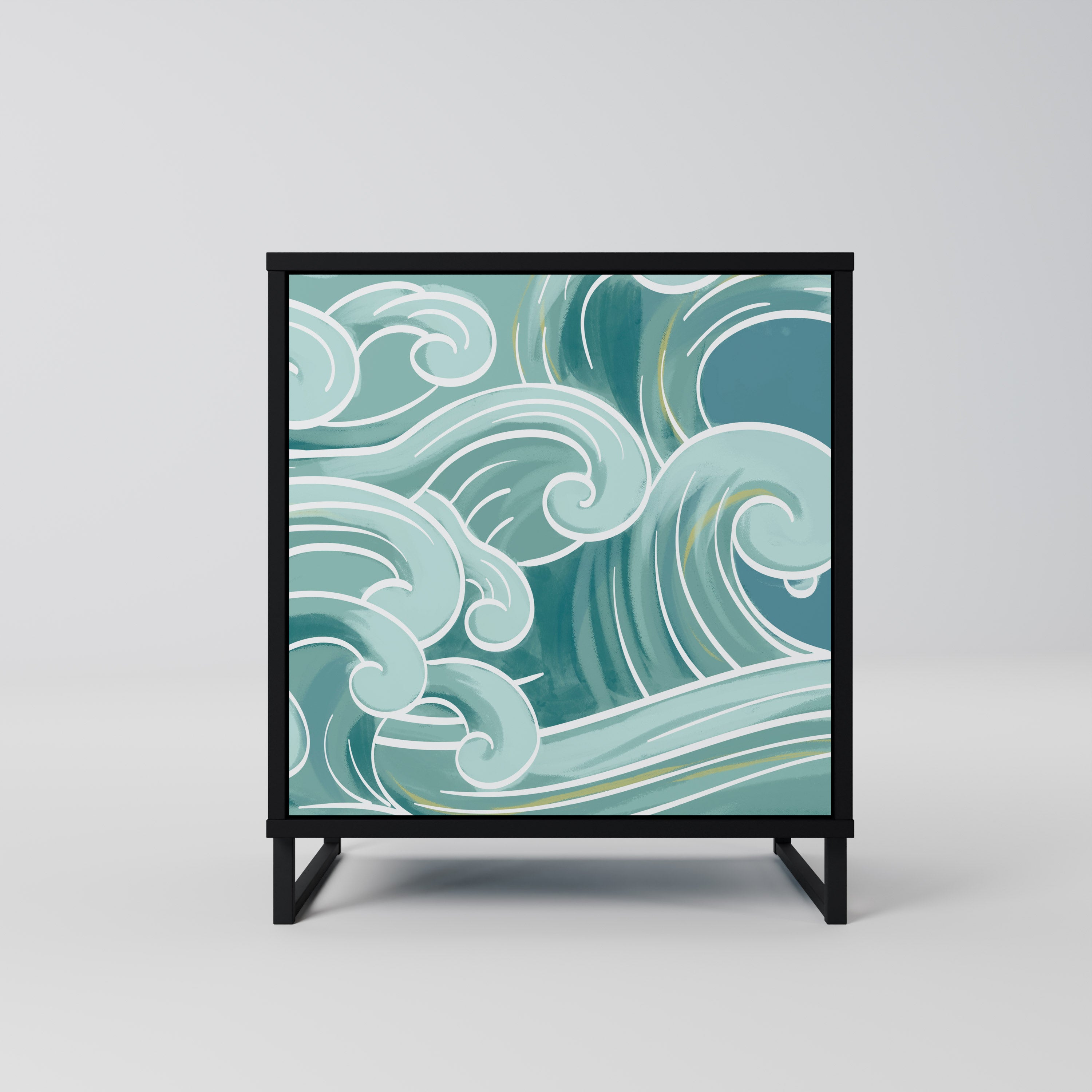 ASIAN SWAY 1-Door Sideboard in Black Finish