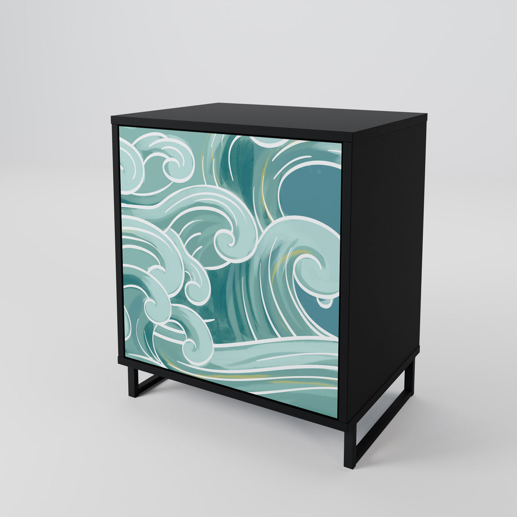 ASIAN SWAY 1-Door Sideboard in Black Finish