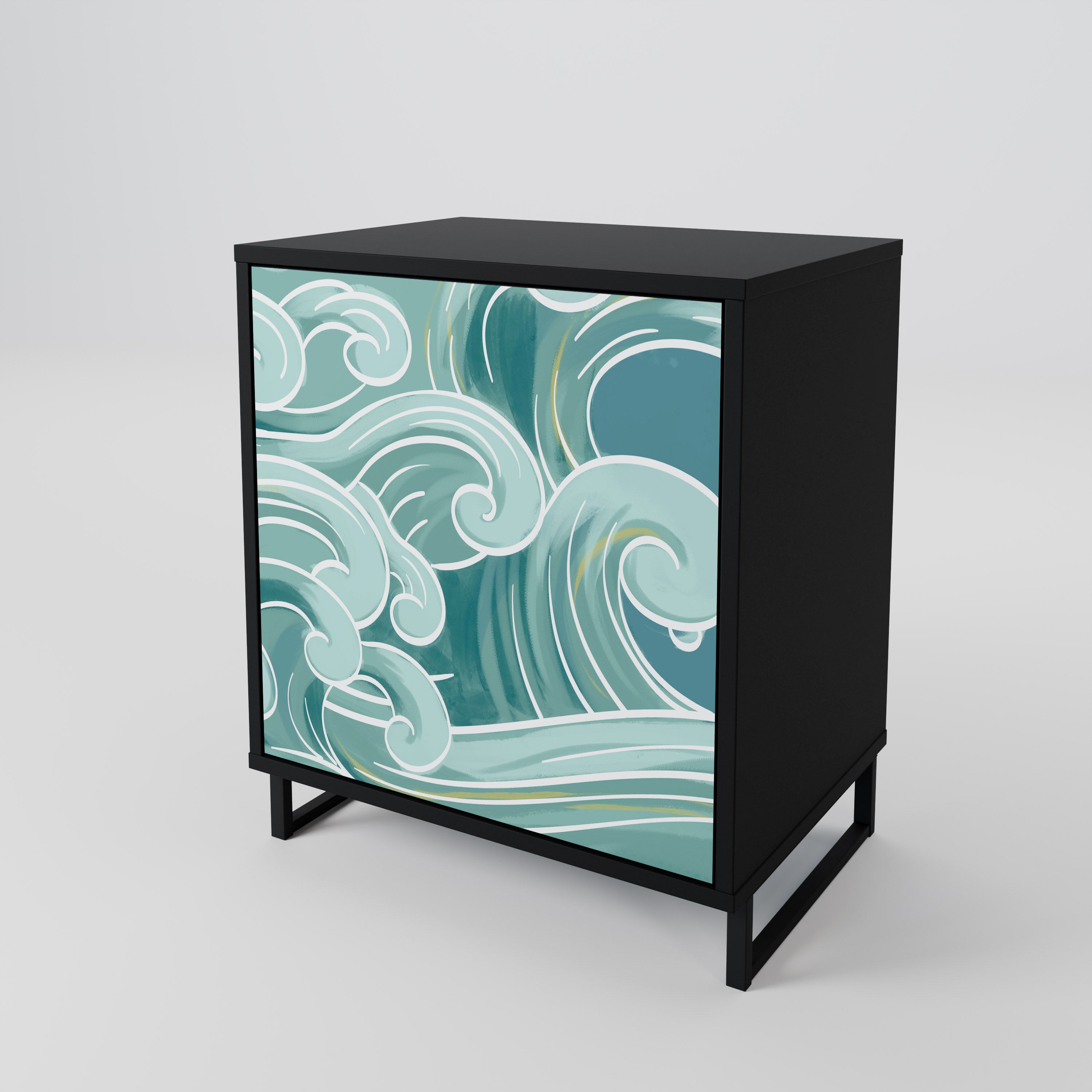 ASIAN SWAY 1-Door Sideboard in Black Finish
