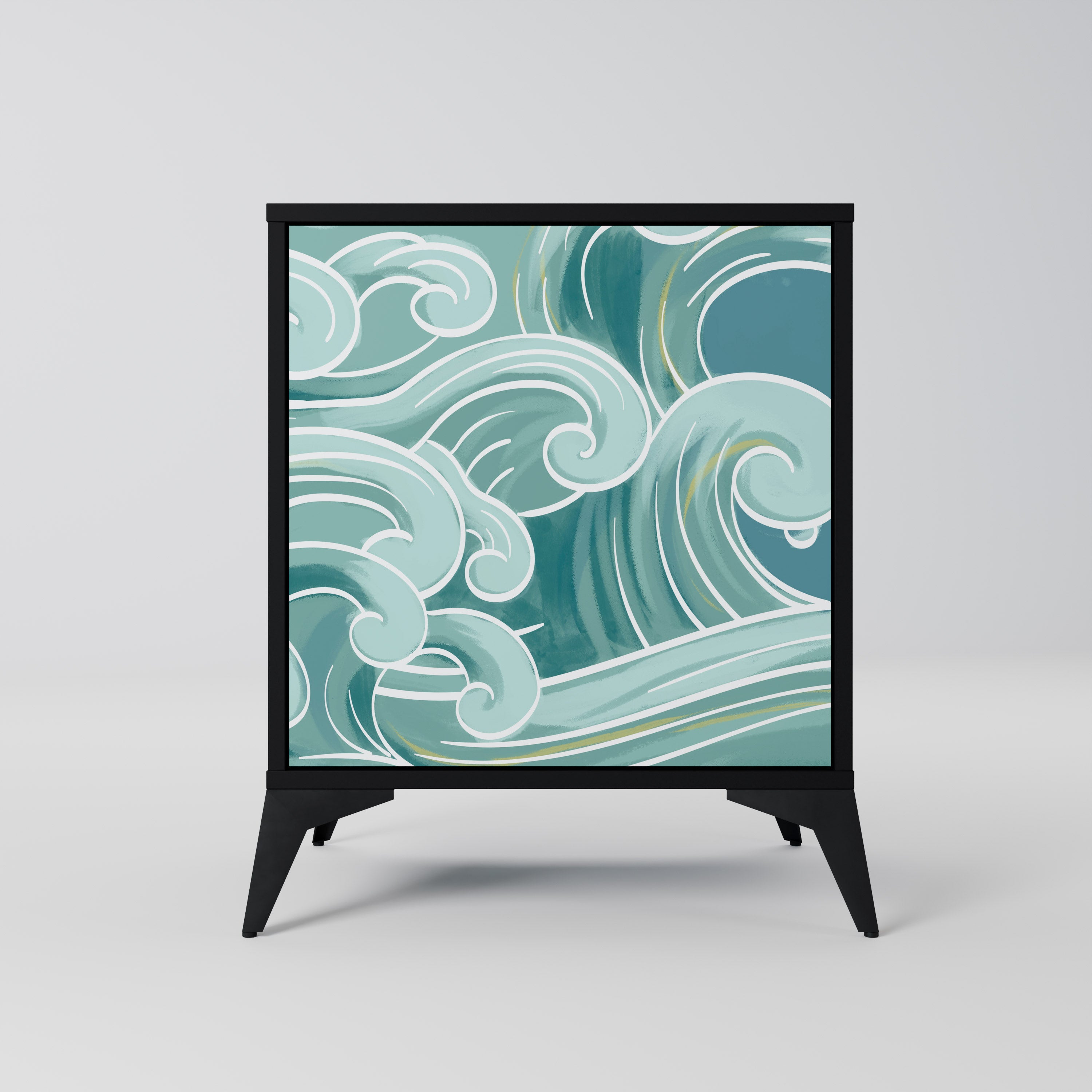 ASIAN SWAY 1-Door Sideboard in Black Finish