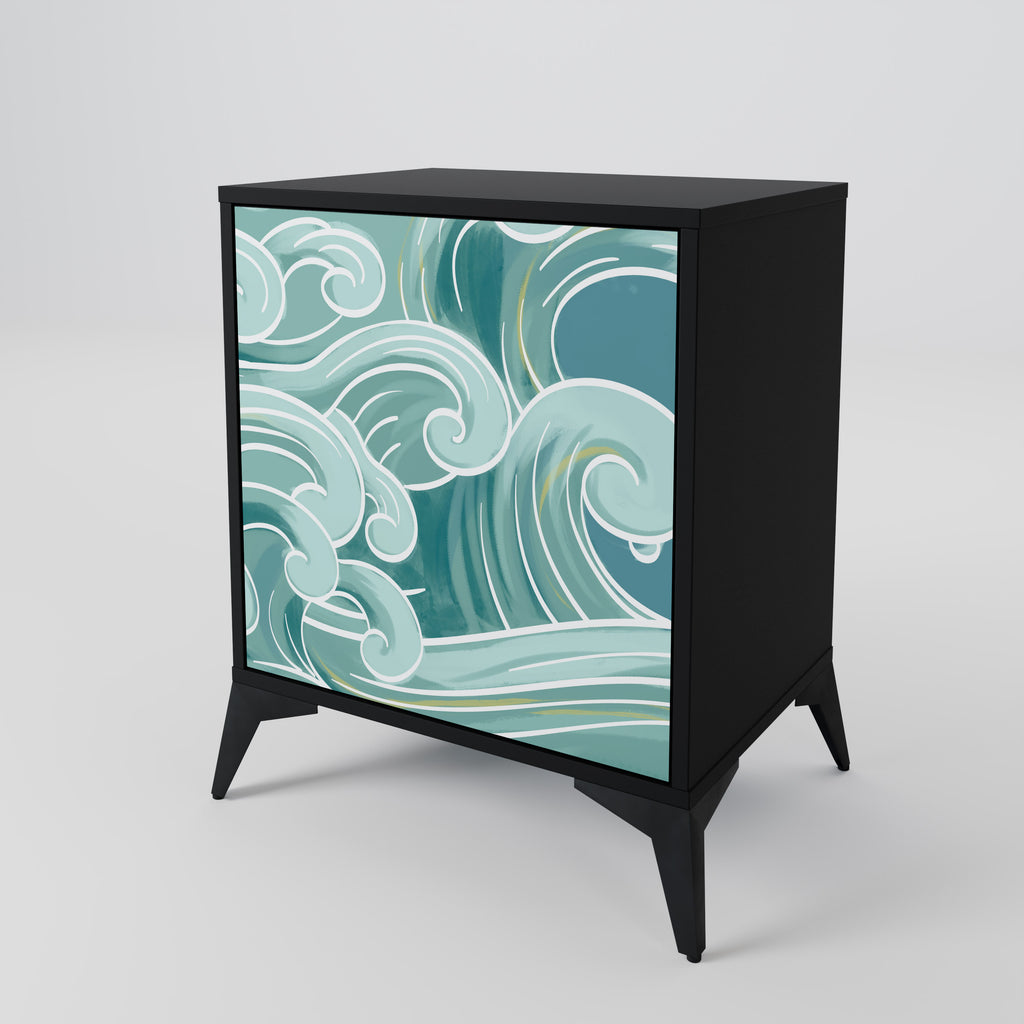ASIAN SWAY 1-Door Sideboard in Black Finish