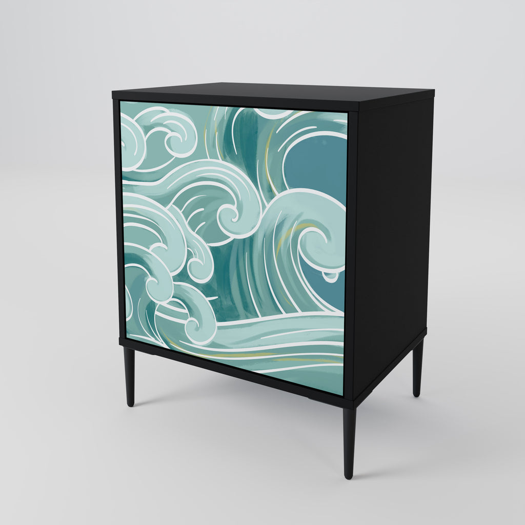 ASIAN SWAY 1-Door Sideboard in Black Finish