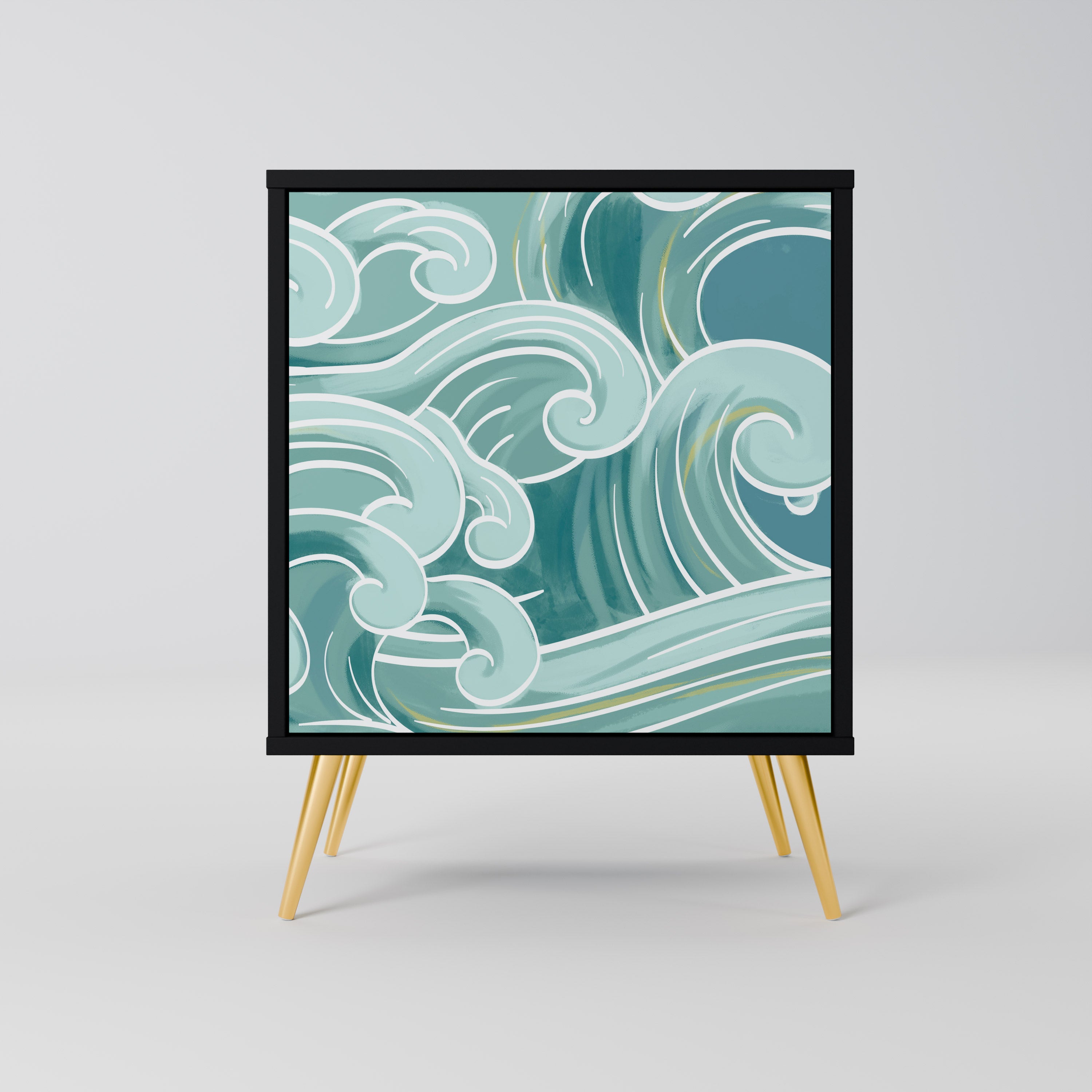 ASIAN SWAY 1-Door Sideboard in Black Finish