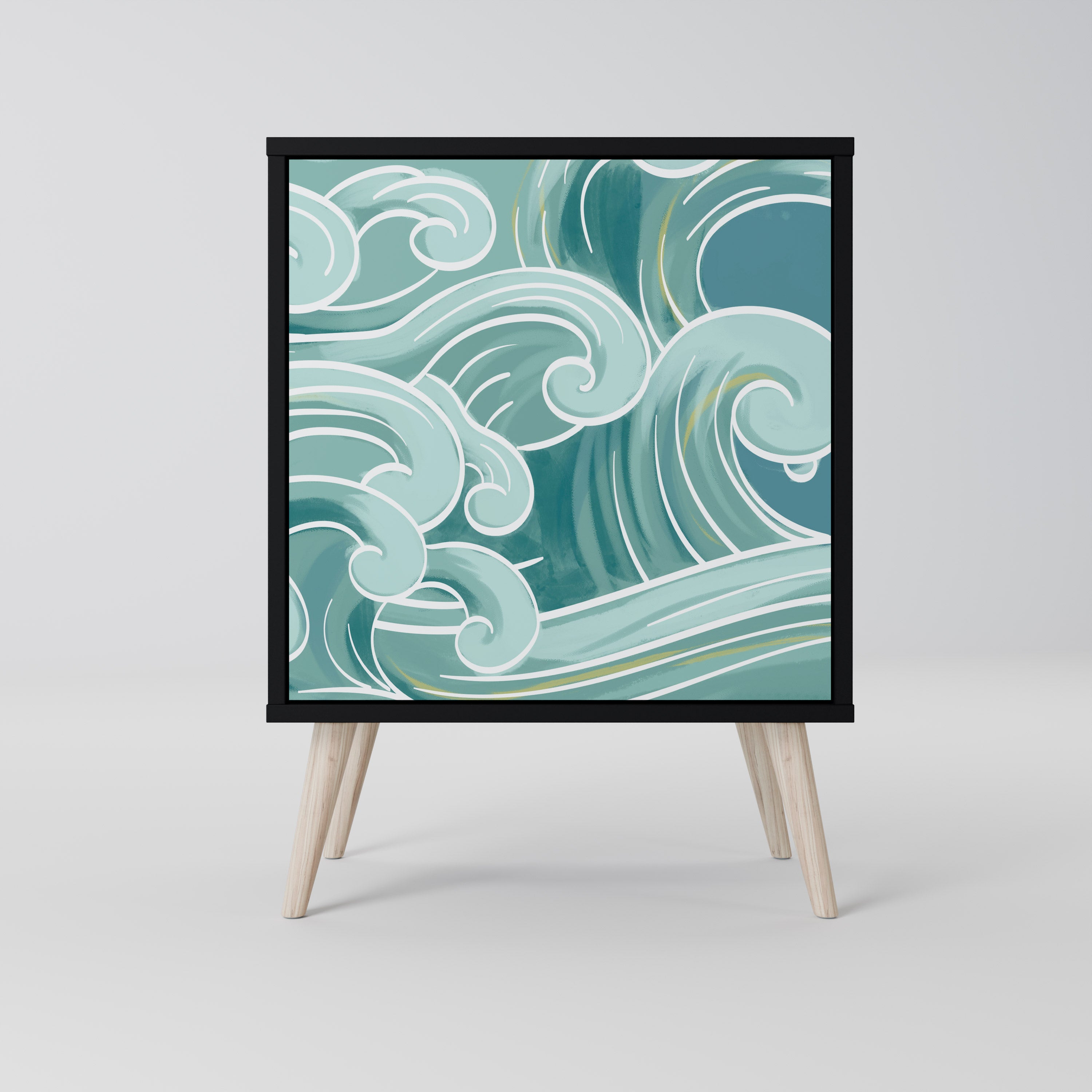 ASIAN SWAY 1-Door Sideboard in Black Finish