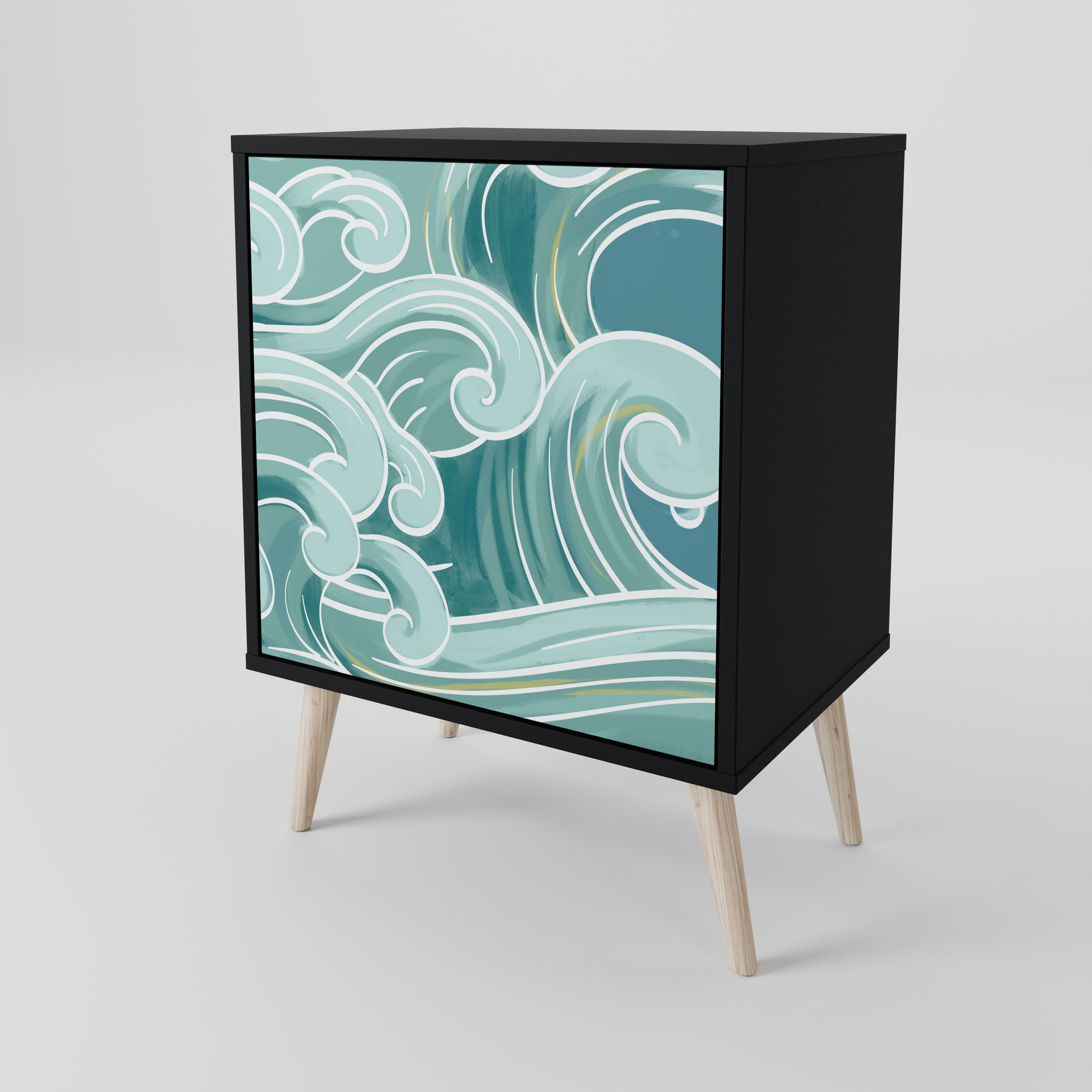 ASIAN SWAY 1-Door Sideboard in Black Finish