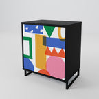 GEOMETRIC GLIMMER 1-Door Sideboard in Black Finish