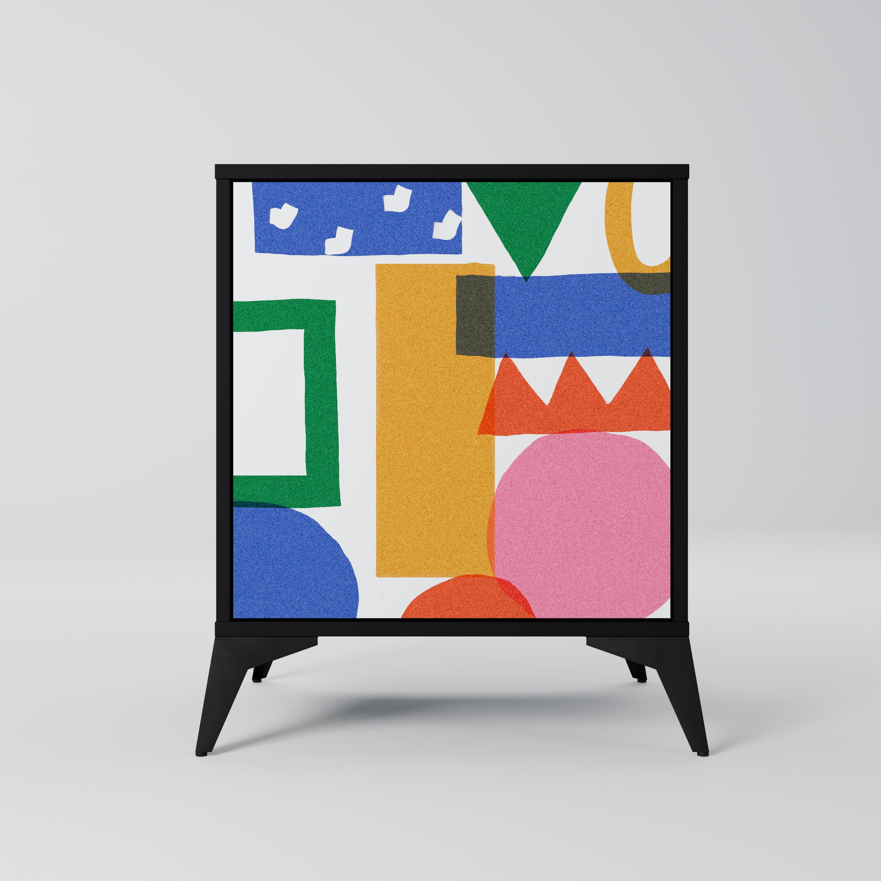 GEOMETRIC GLIMMER 1-Door Sideboard in Black Finish