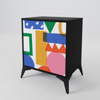GEOMETRIC GLIMMER 1-Door Sideboard in Black Finish