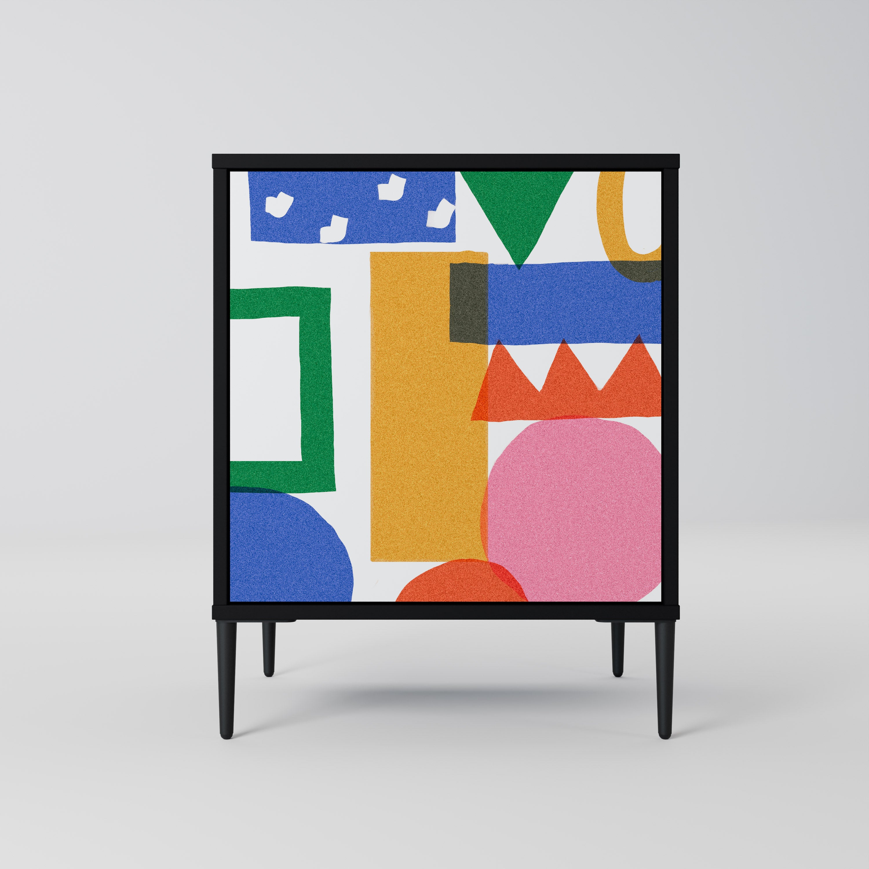 GEOMETRIC GLIMMER 1-Door Sideboard in Black Finish