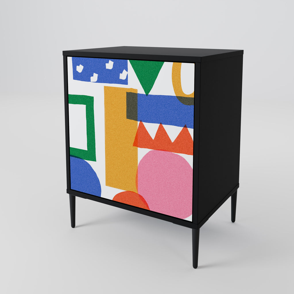 GEOMETRIC GLIMMER 1-Door Sideboard in Black Finish