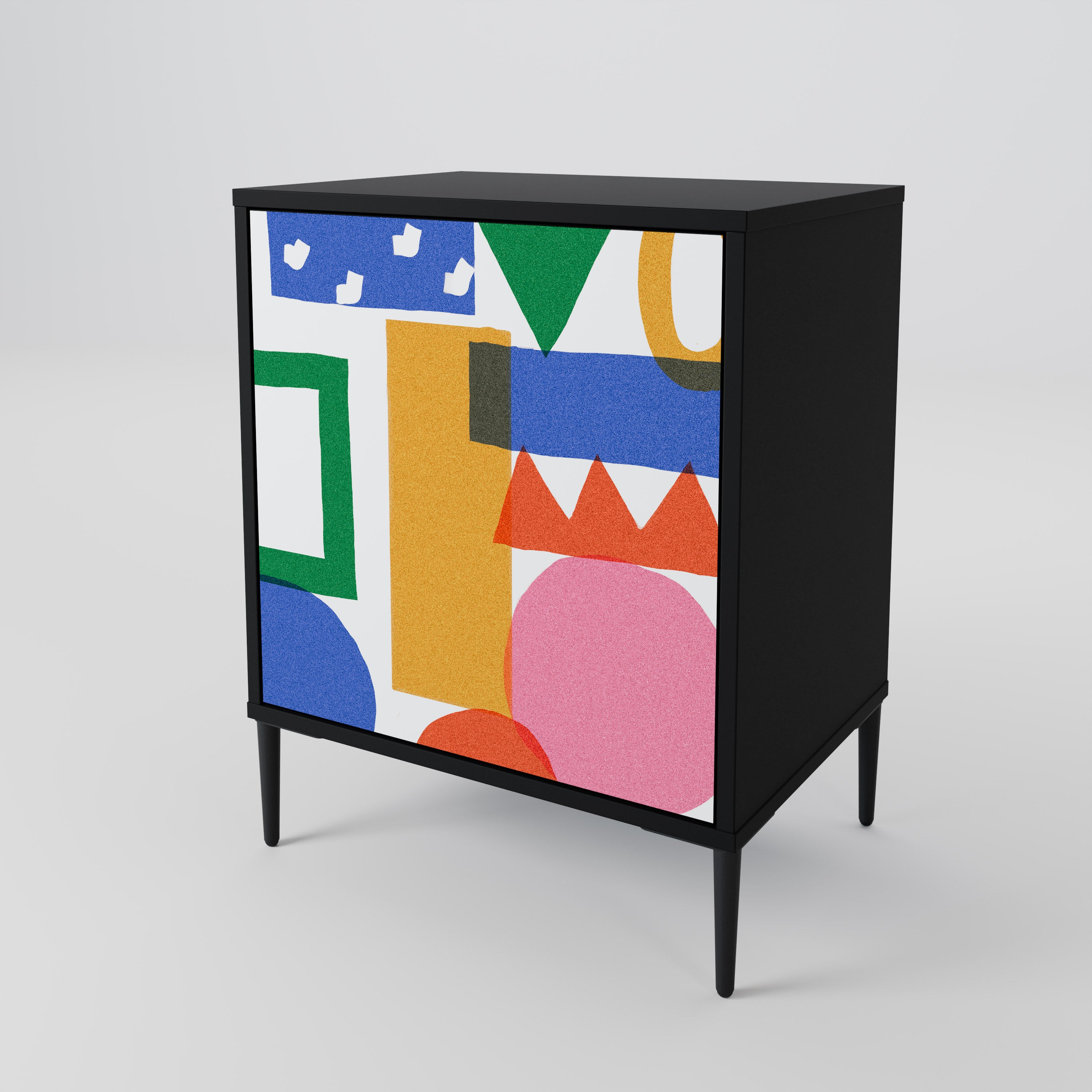 GEOMETRIC GLIMMER 1-Door Sideboard in Black Finish