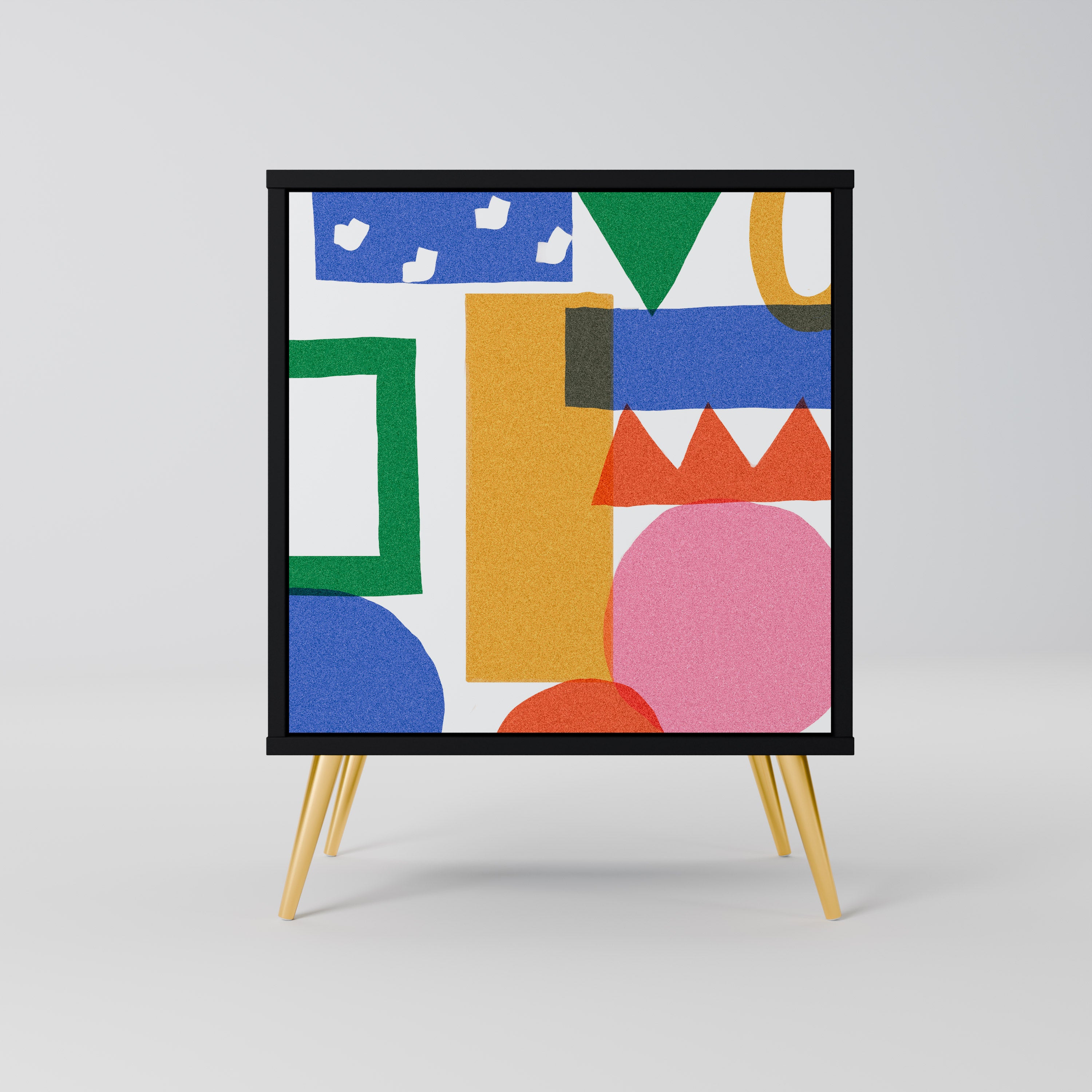 GEOMETRIC GLIMMER 1-Door Sideboard in Black Finish