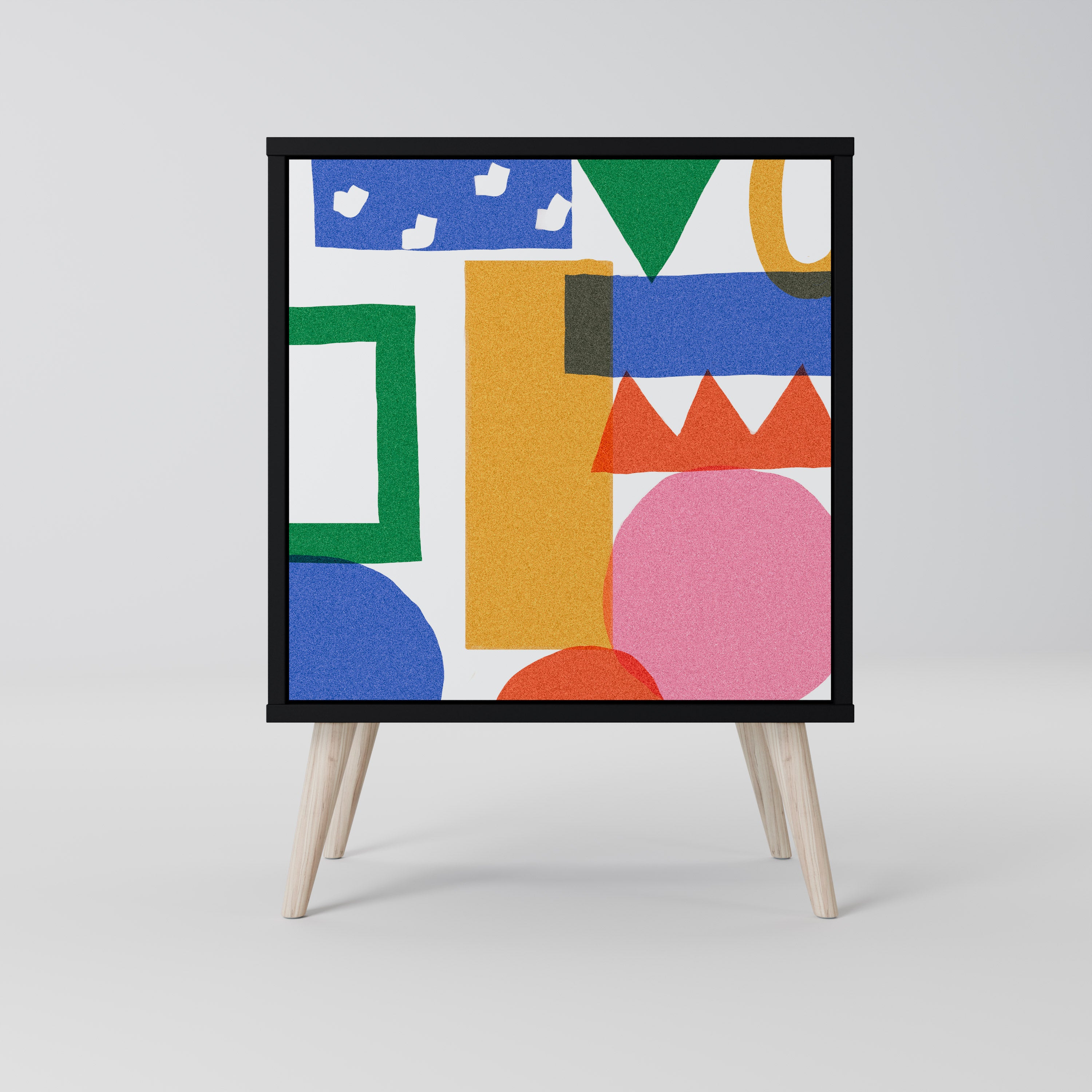 GEOMETRIC GLIMMER 1-Door Sideboard in Black Finish