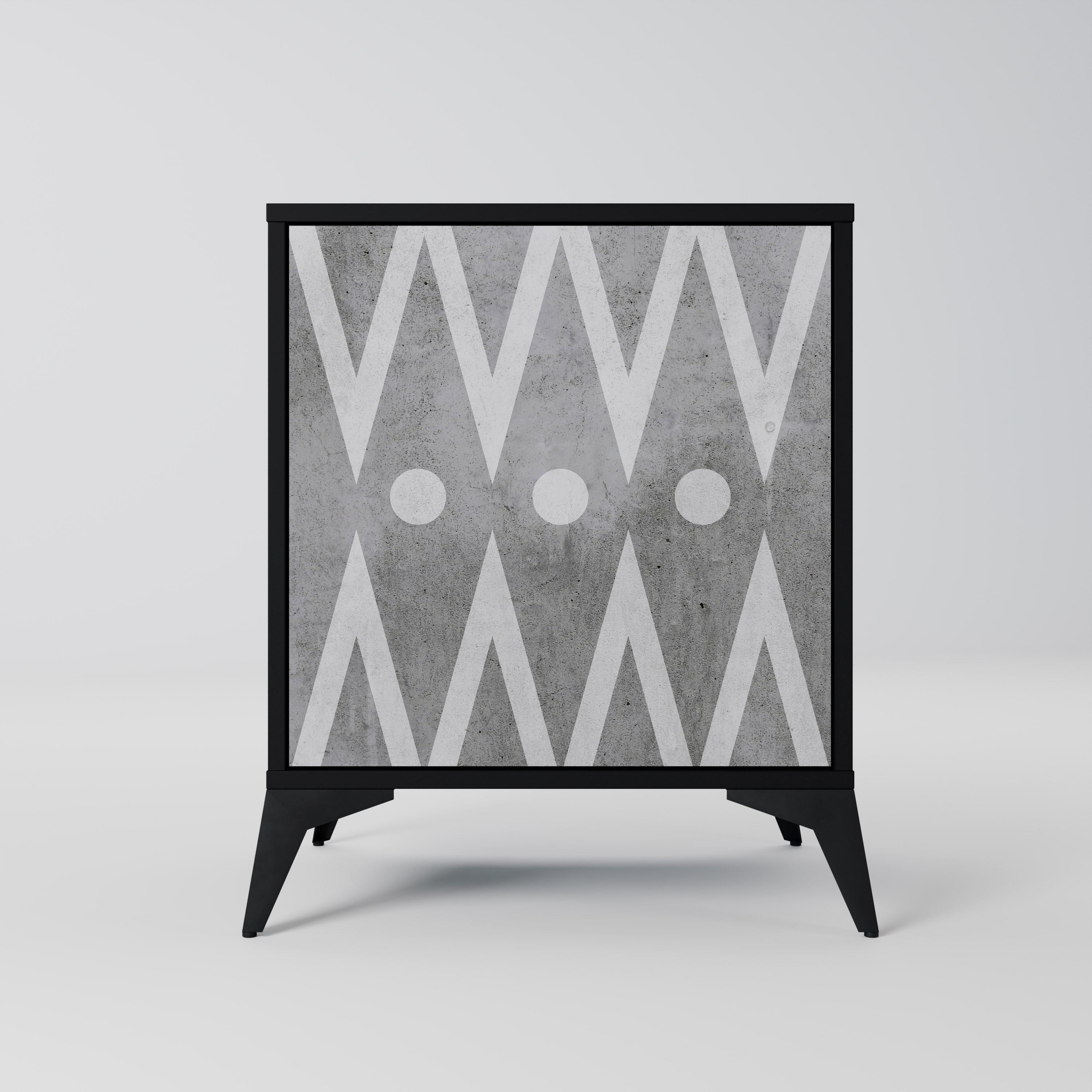 SHARP EDGES 1-Door Sideboard in Black Finish