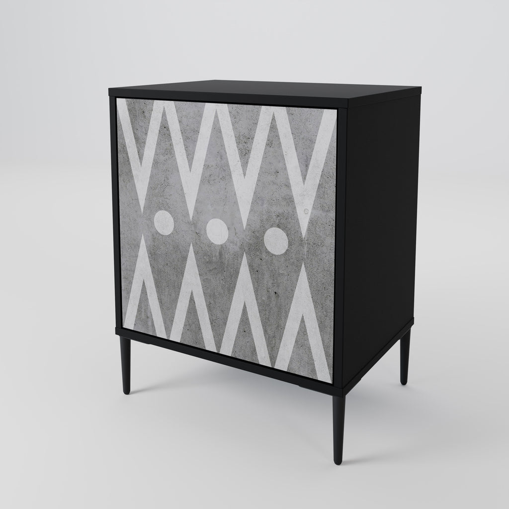 SHARP EDGES 1-Door Sideboard in Black Finish