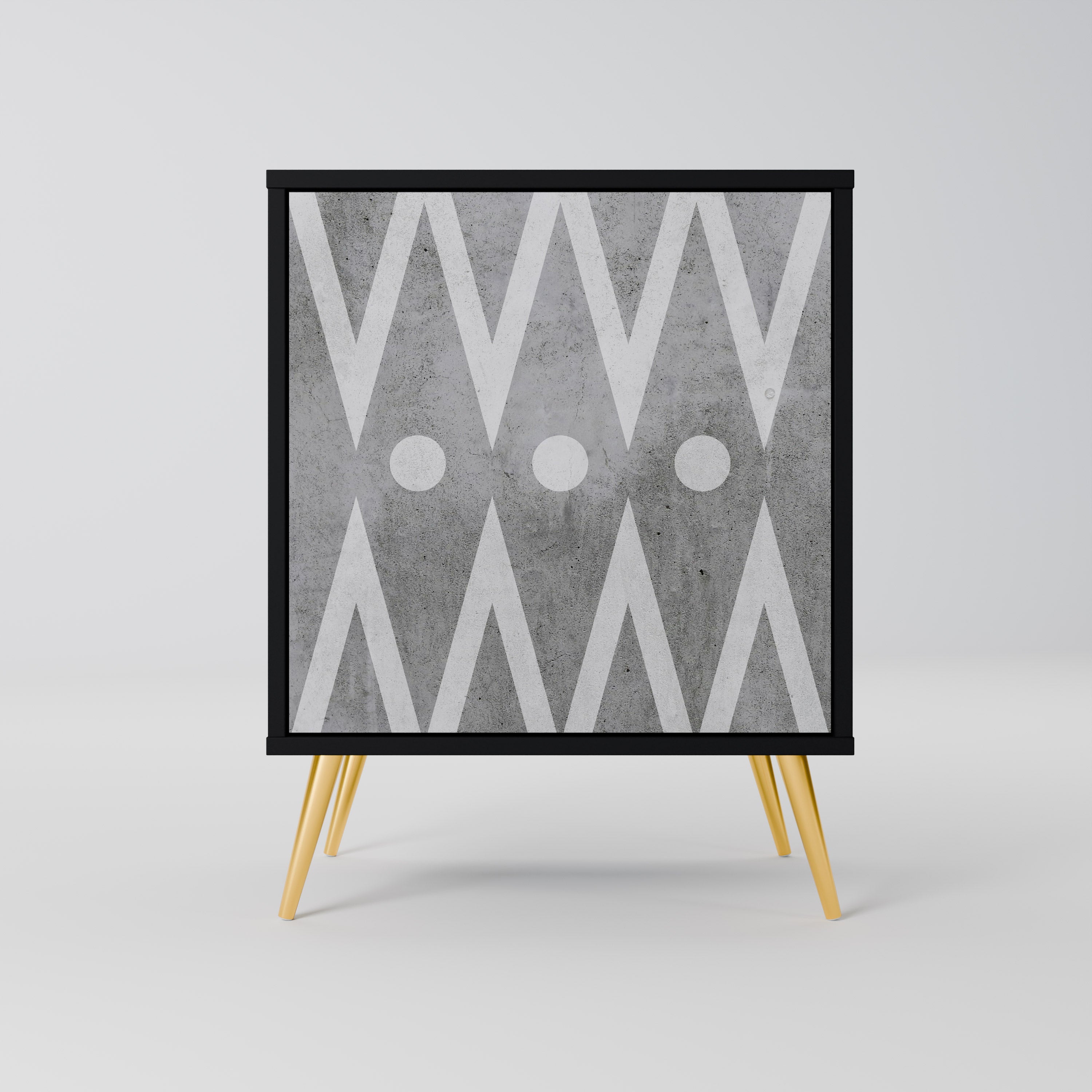 SHARP EDGES 1-Door Sideboard in Black Finish