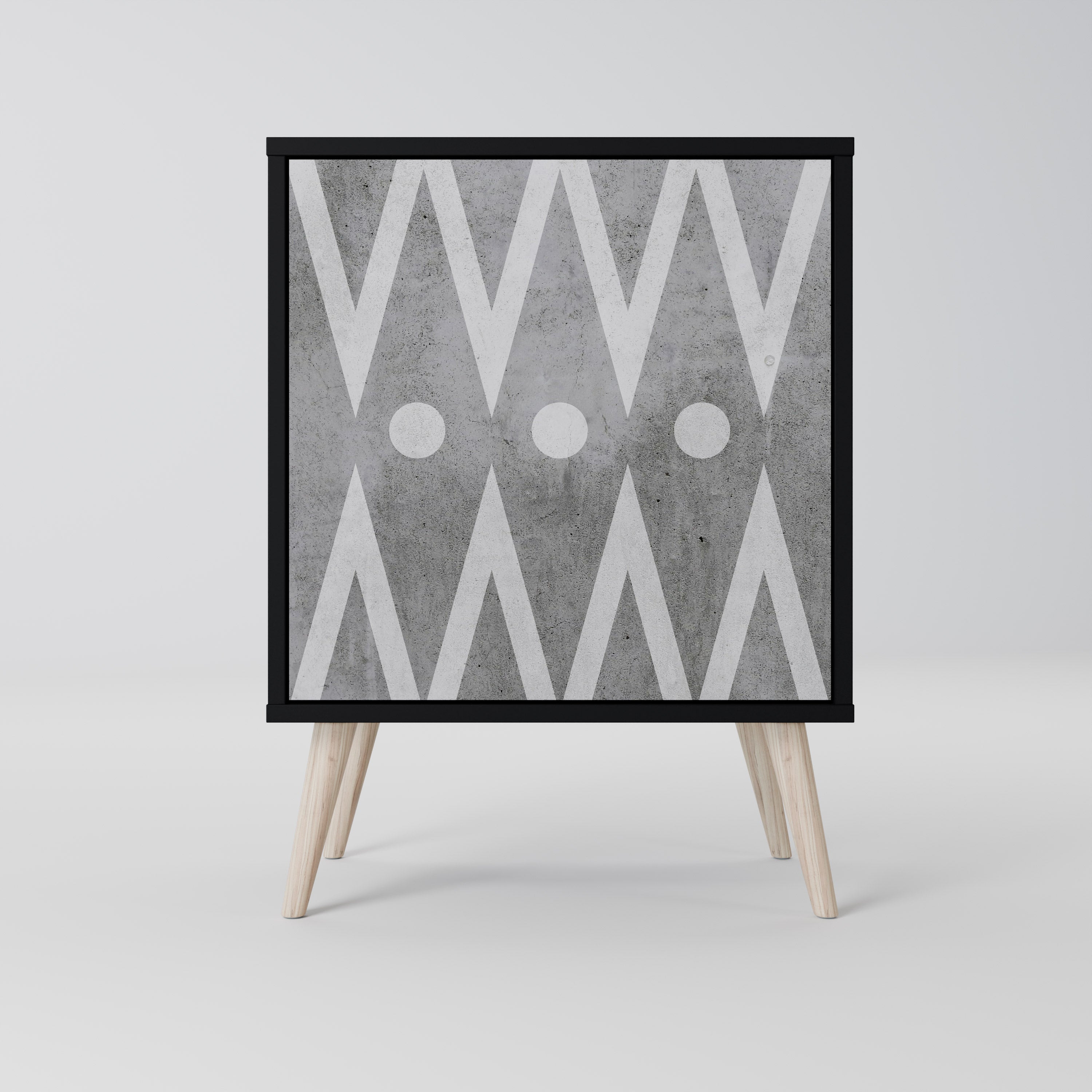 SHARP EDGES 1-Door Sideboard in Black Finish